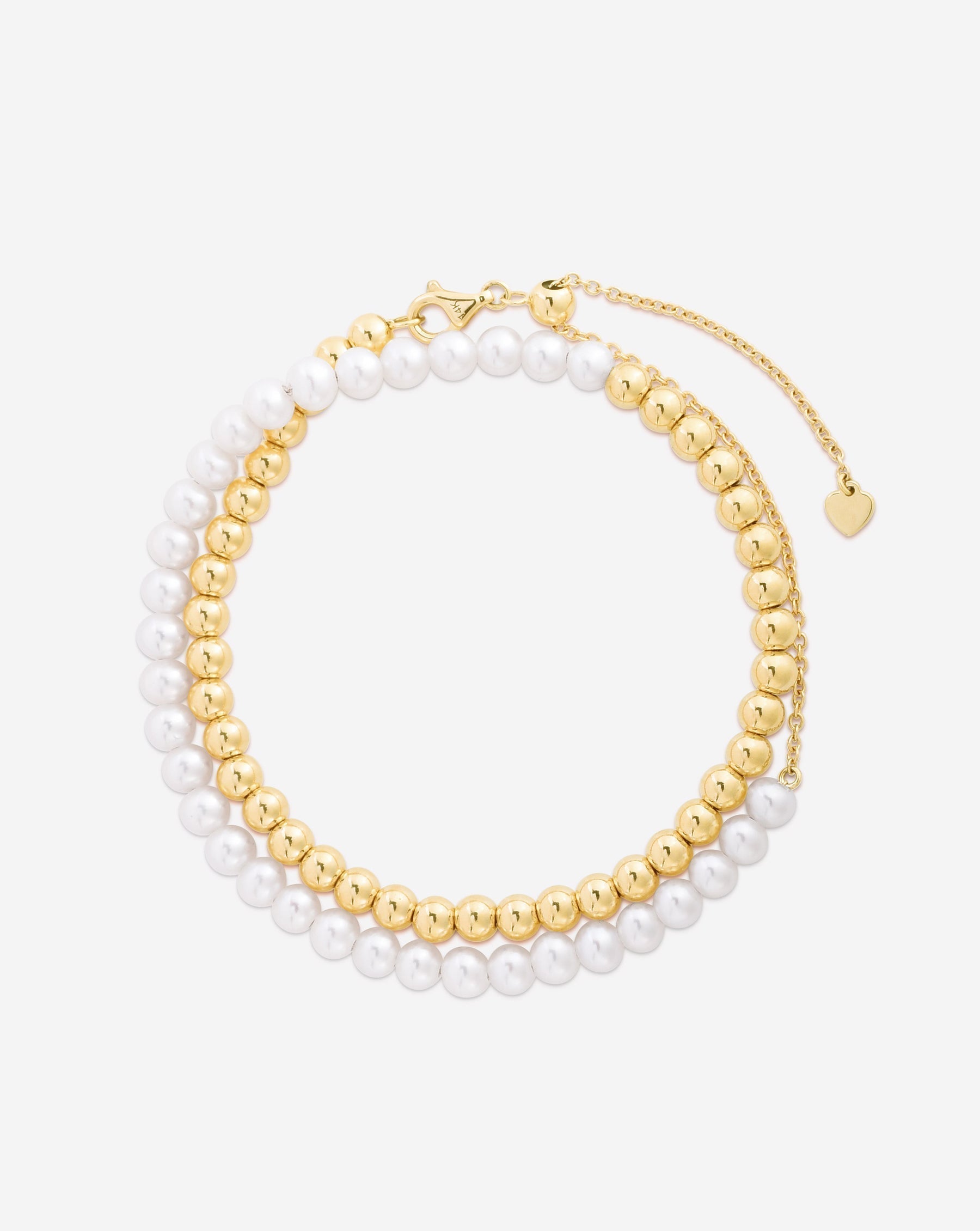 Ring Concierge Necklaces 14k Yellow Gold Multiway Pearl and Gold Beaded Necklace + Double Wrap Bracelet