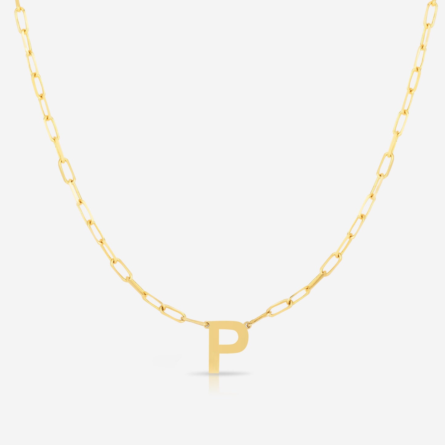 Ring Concierge Necklaces 14k Yellow Gold / P Block Initial + Link Chain Necklace