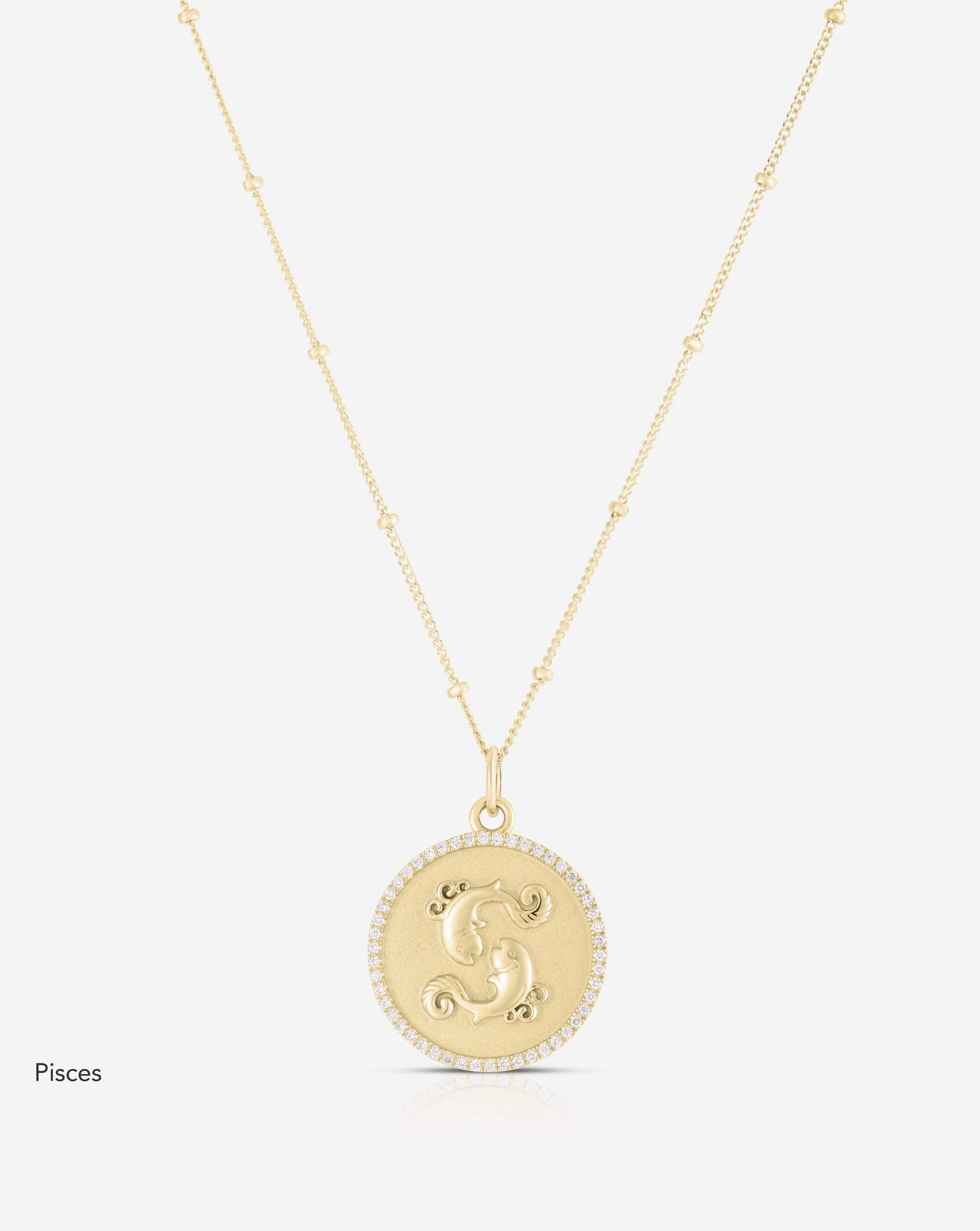 Ring Concierge Necklaces 14k Yellow Gold / Pisces Zodiac Medallion Necklace