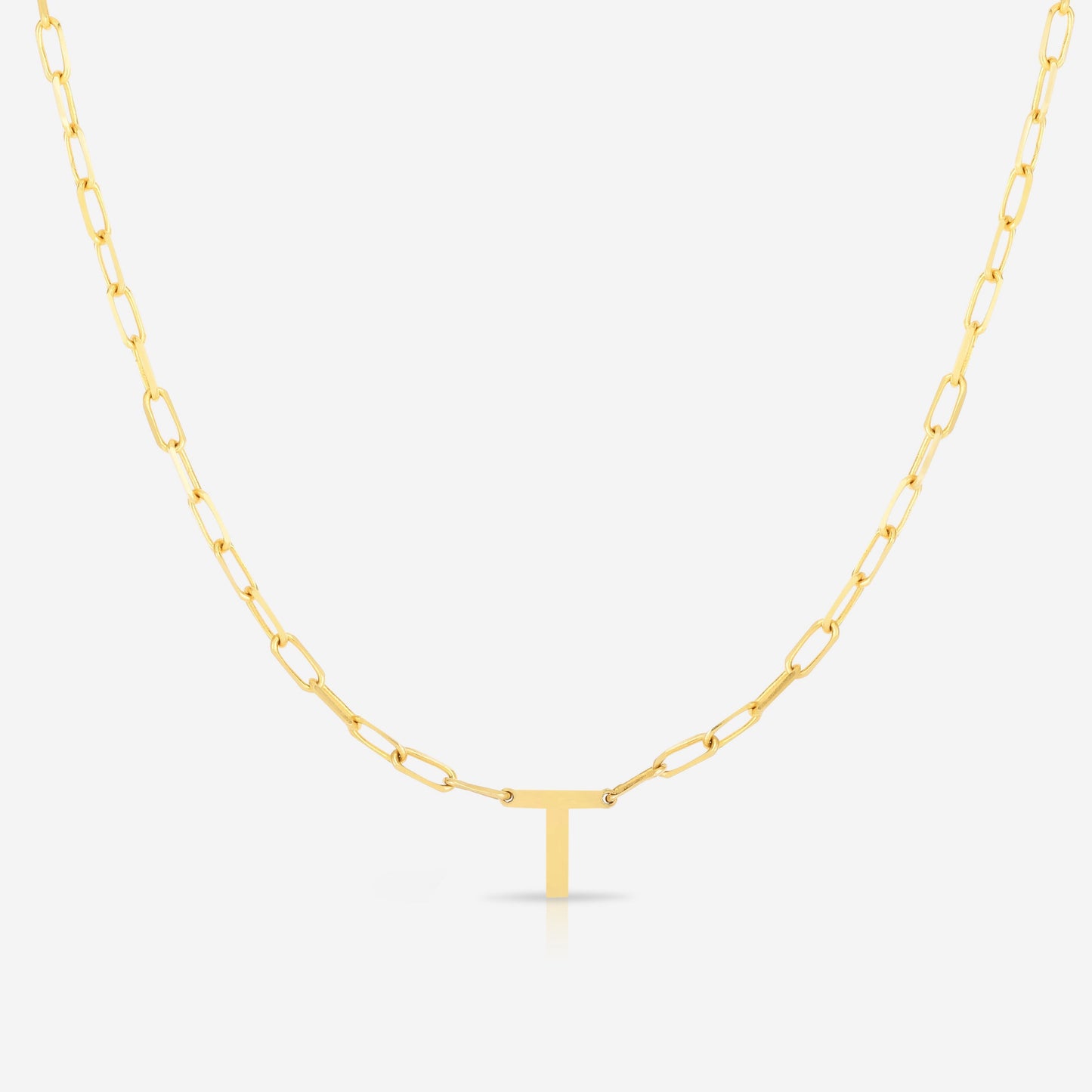 Ring Concierge Necklaces 14k Yellow Gold / T Block Initial + Link Chain Necklace