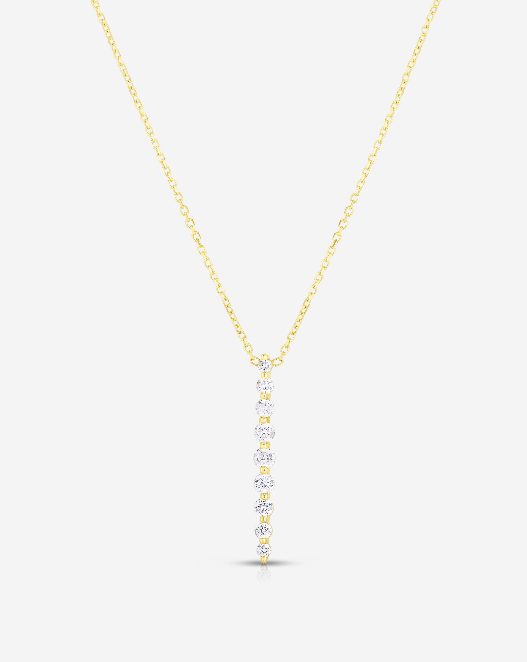 Ring Concierge Necklaces 14k Yellow Gold Vertical Graduated Single Prong Diamond Necklace