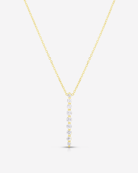 Ring Concierge Necklaces 14k Yellow Gold Vertical Graduated Single Prong Diamond Necklace
