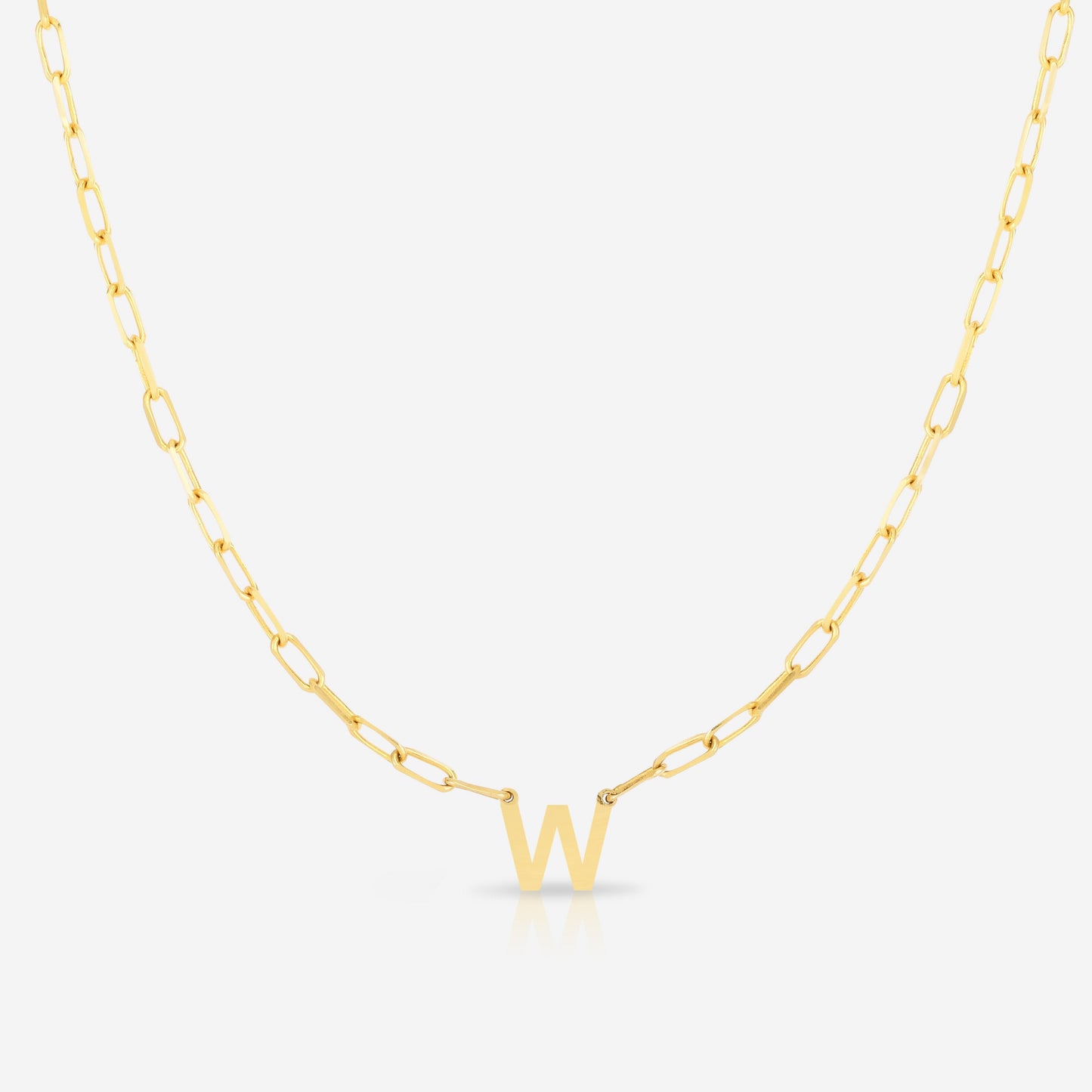 Ring Concierge Necklaces 14k Yellow Gold / W Block Initial + Link Chain Necklace