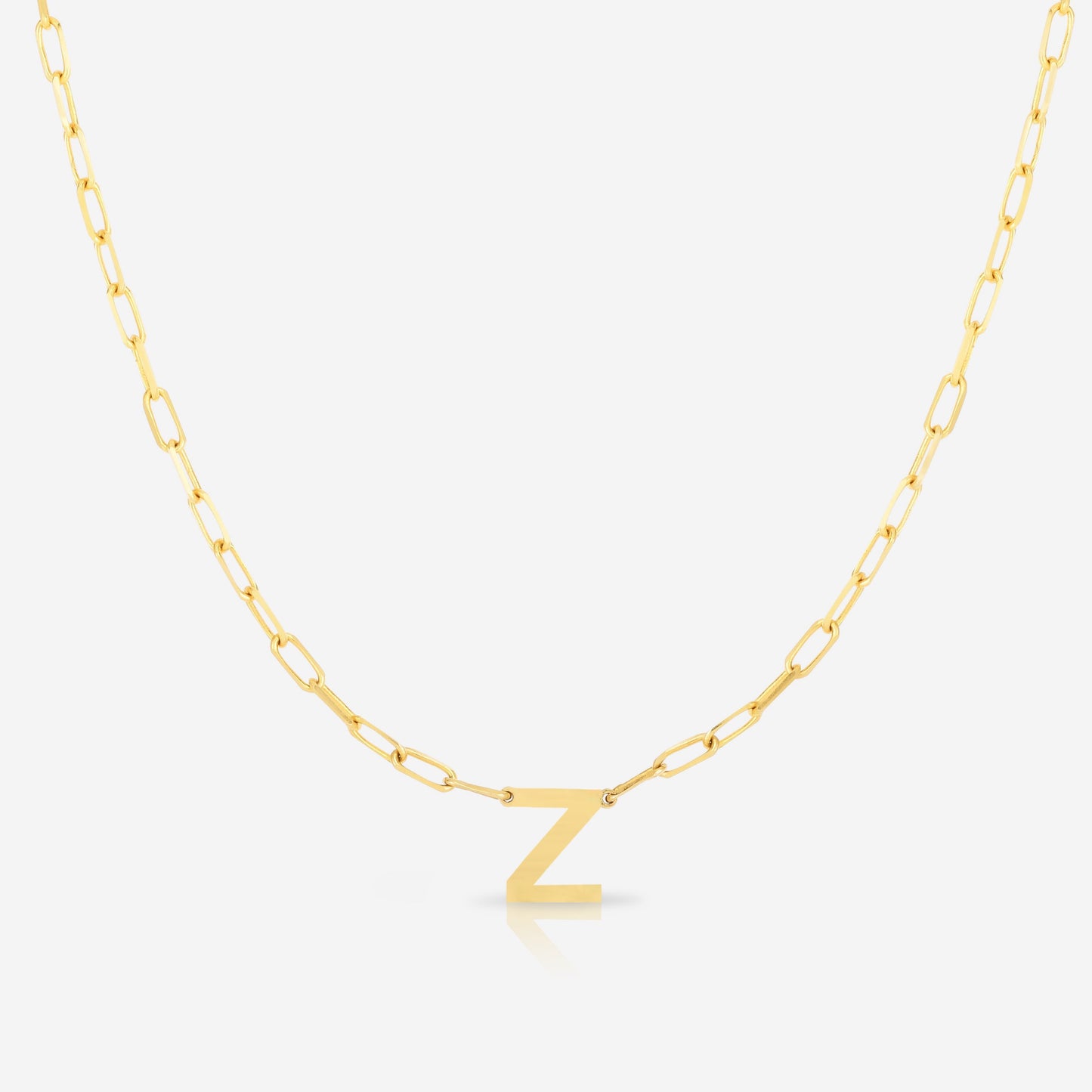 Ring Concierge Necklaces 14k Yellow Gold / Z Block Initial + Link Chain Necklace