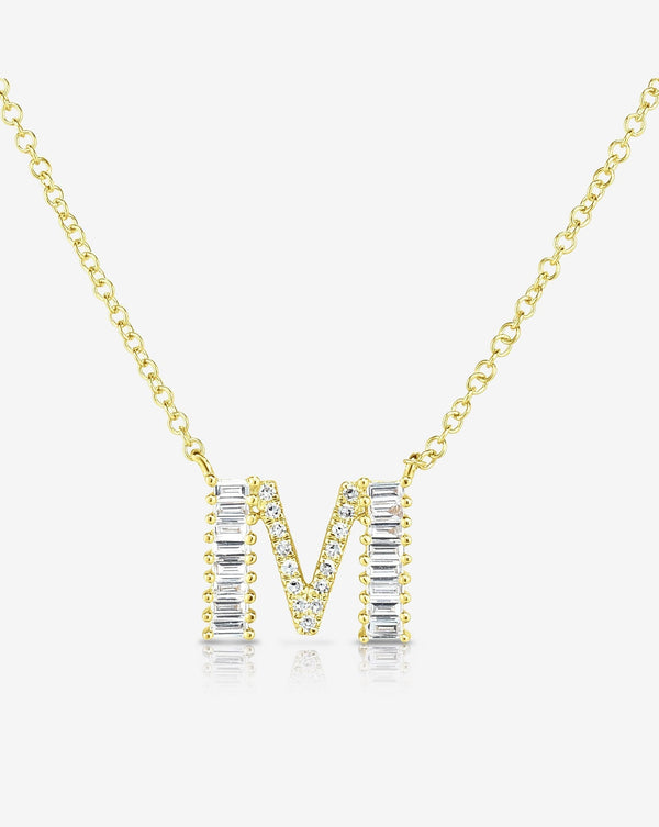 Ring Concierge Necklaces Baguette + Pavé Initial Necklace