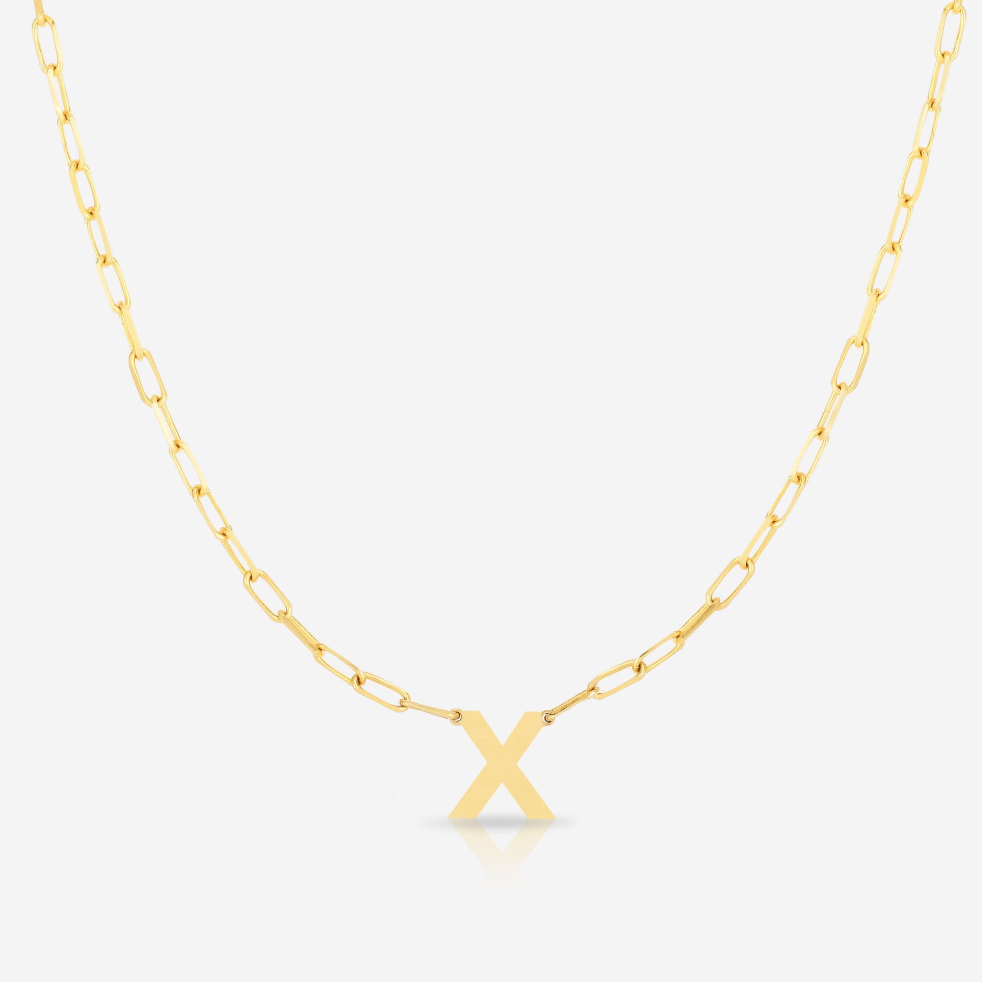 Ring Concierge Necklaces Block Initial + Link Chain Necklace