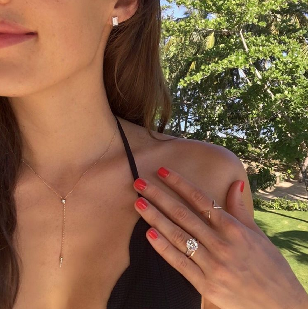 Ring Concierge Necklaces Diamond Spike Lariat Necklace