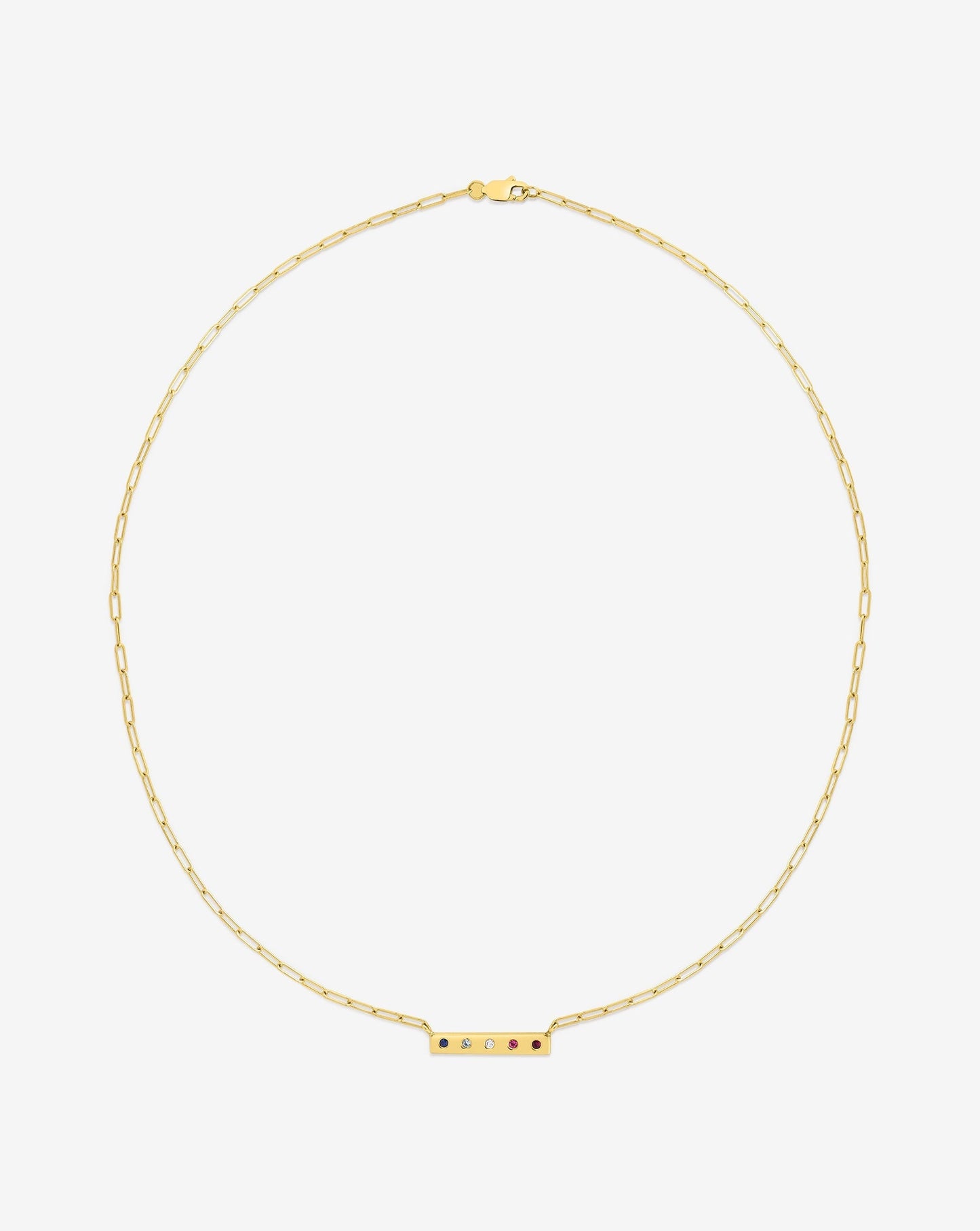 Ring Concierge Necklaces 5-Stone Inlay Birthstone Bar Necklace in 14K Yellow Gold