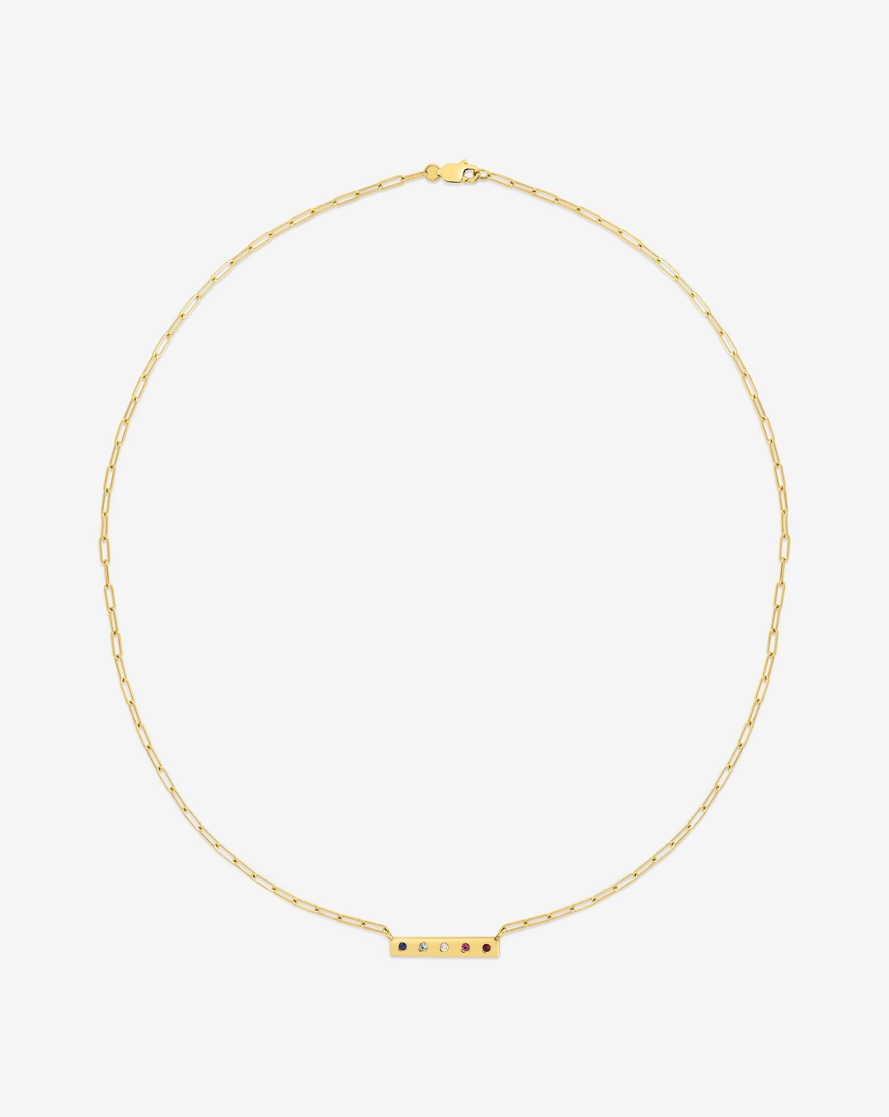 Ring Concierge Necklaces 5-Stone Inlay Birthstone Bar Necklace in 14K Yellow Gold