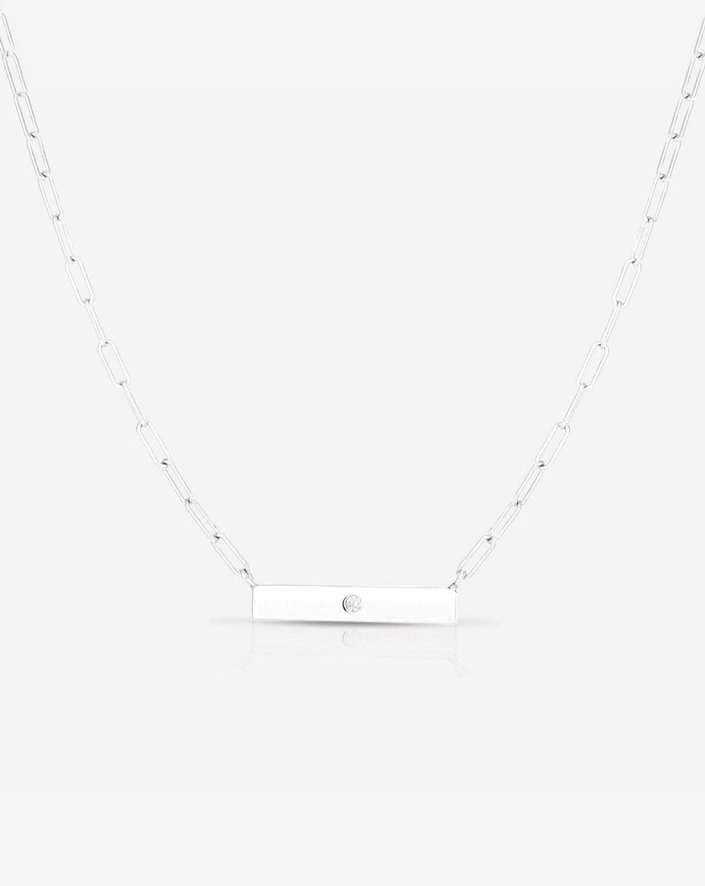 Ring Concierge Necklaces Single Stone Inlay Birthstone Bar Necklace in 14K White Gold