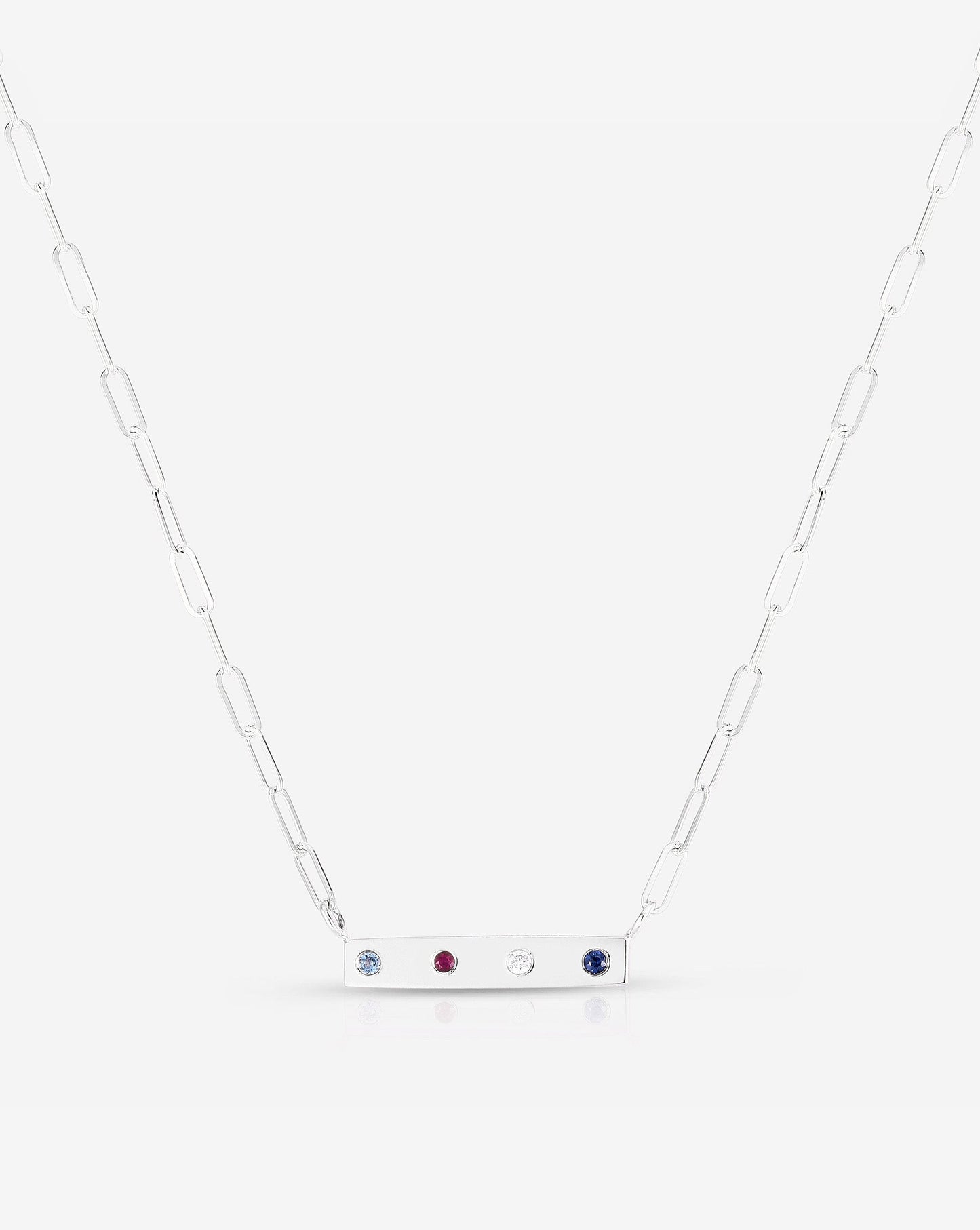 Ring Concierge Necklaces Four-Stone Inlay Birthstone Bar Necklace in 14K White Gold
