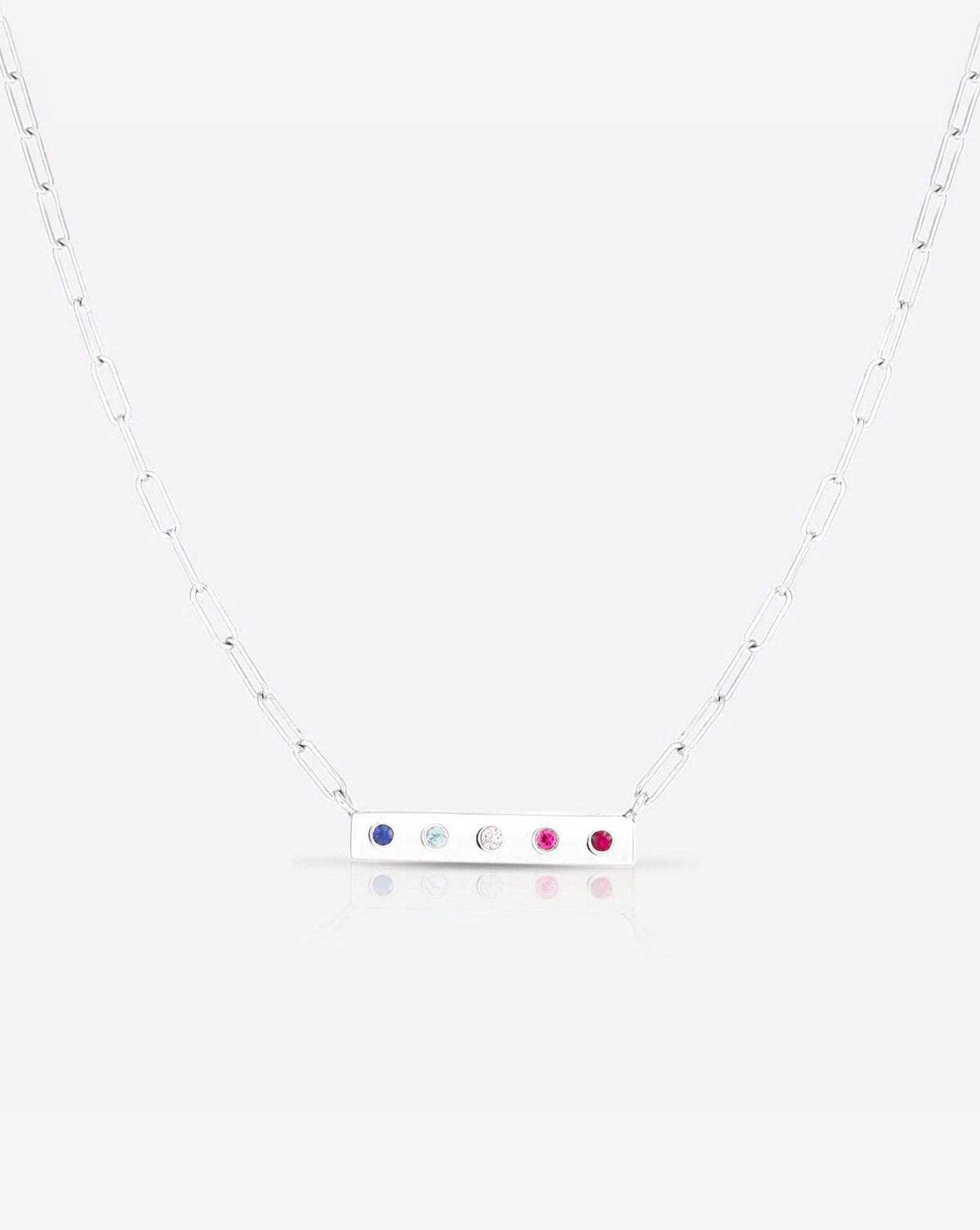 Ring Concierge Necklaces 5-Stone Inlay Birthstone Bar Necklace in 14K White Gold