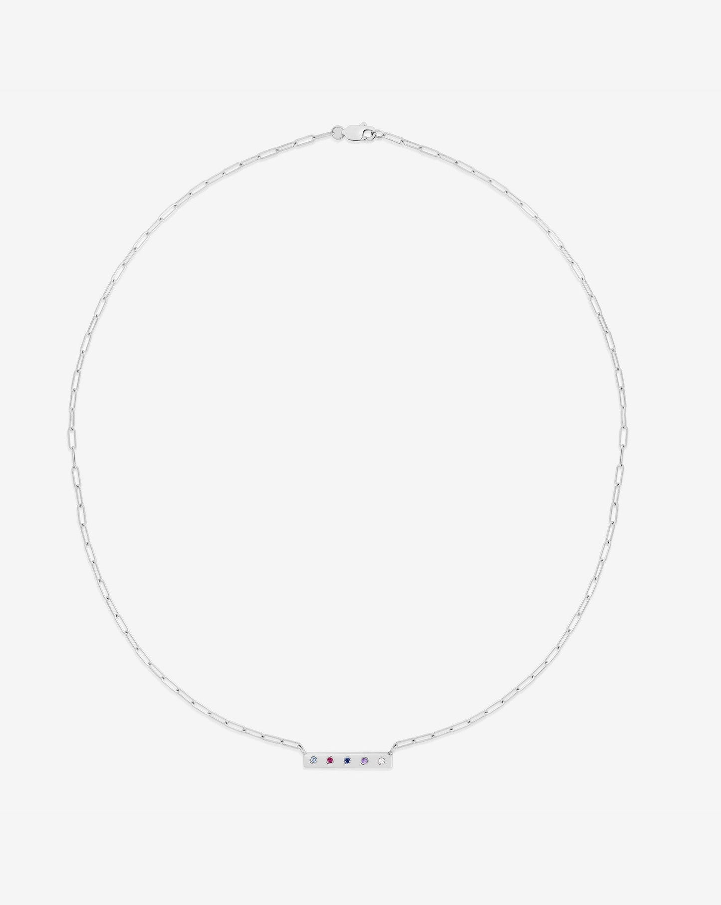 Ring Concierge Necklaces 5-Stone Inlay Birthstone Bar Necklace in 14K White Gold