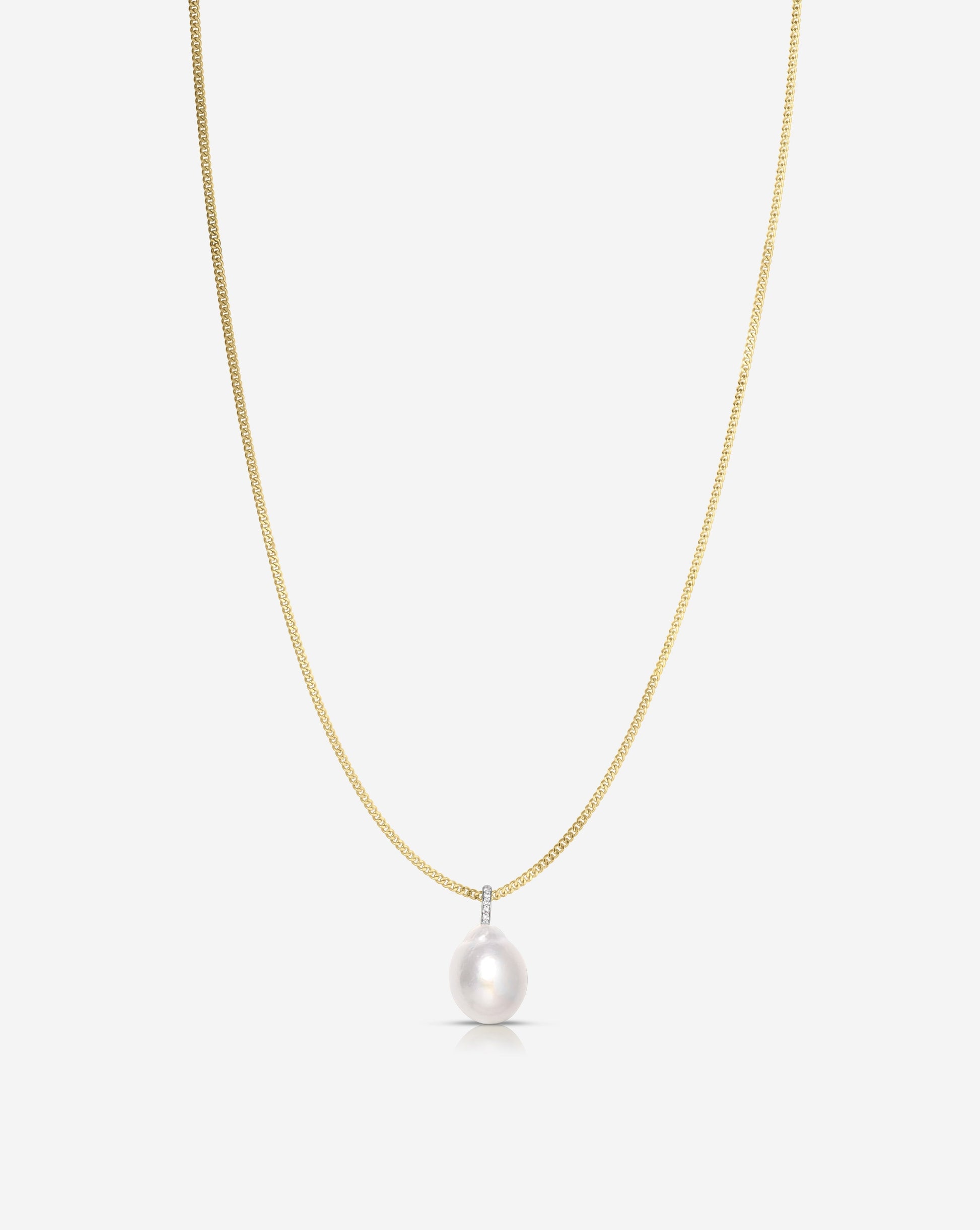 Ring Concierge Necklaces Long Organic Pearl Drop Necklace on 14K Yellow Gold chain