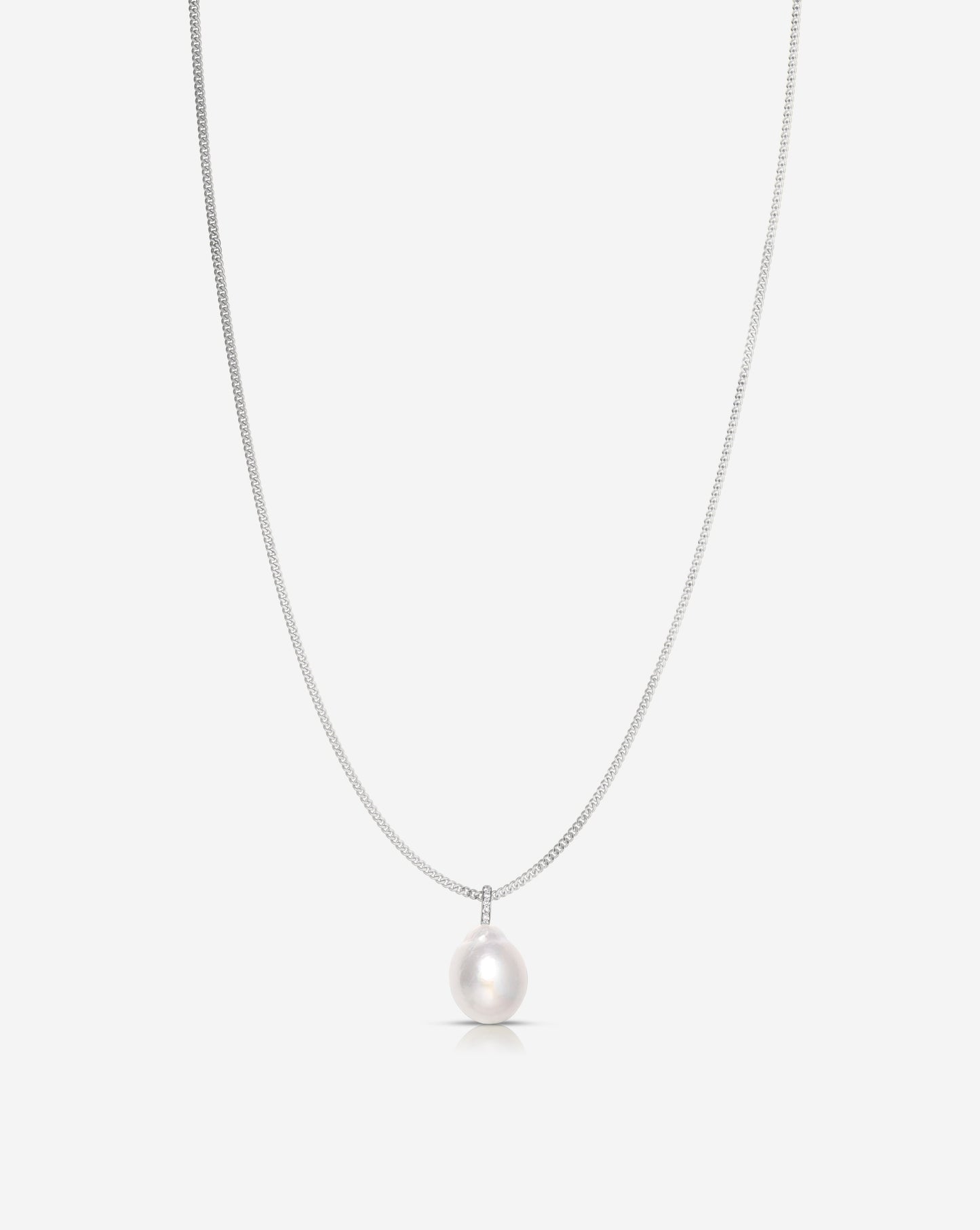 Ring Concierge Necklaces Long Organic Pearl Drop Necklace on 14K White Gold chain