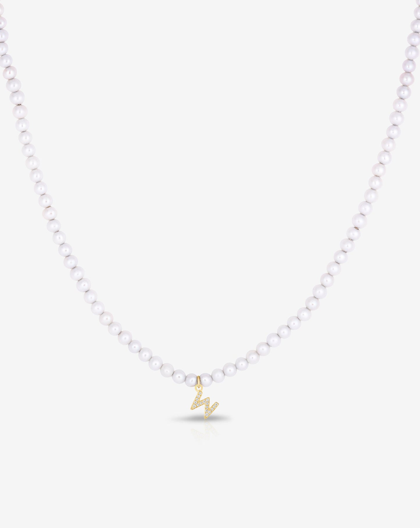 Ring Concierge Necklaces Pearl + Pavé Initial Choker in 14K Yellow Gold with Initial 'W"