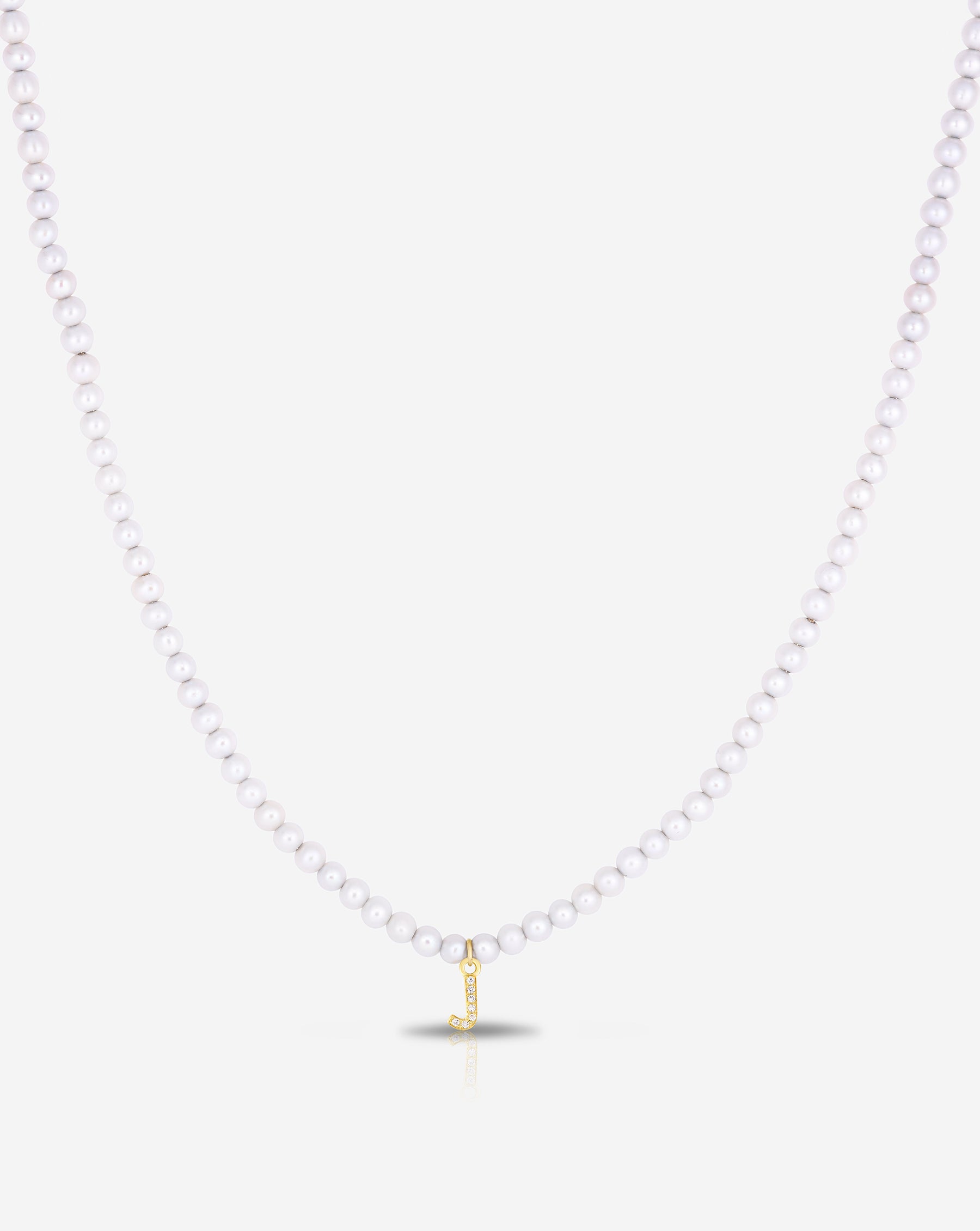 Ring Concierge Necklaces Pearl + Pavé Initial Choker in 14K Yellow Gold with Initial "J"