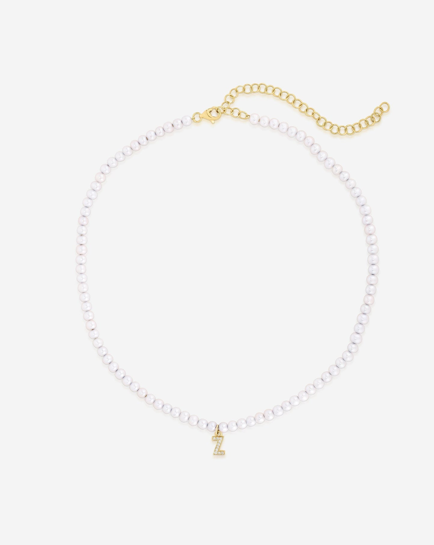 Ring Concierge Necklaces Pearl + Pavé Initial Choker in 14K Yellow Gold with Initial "Z"