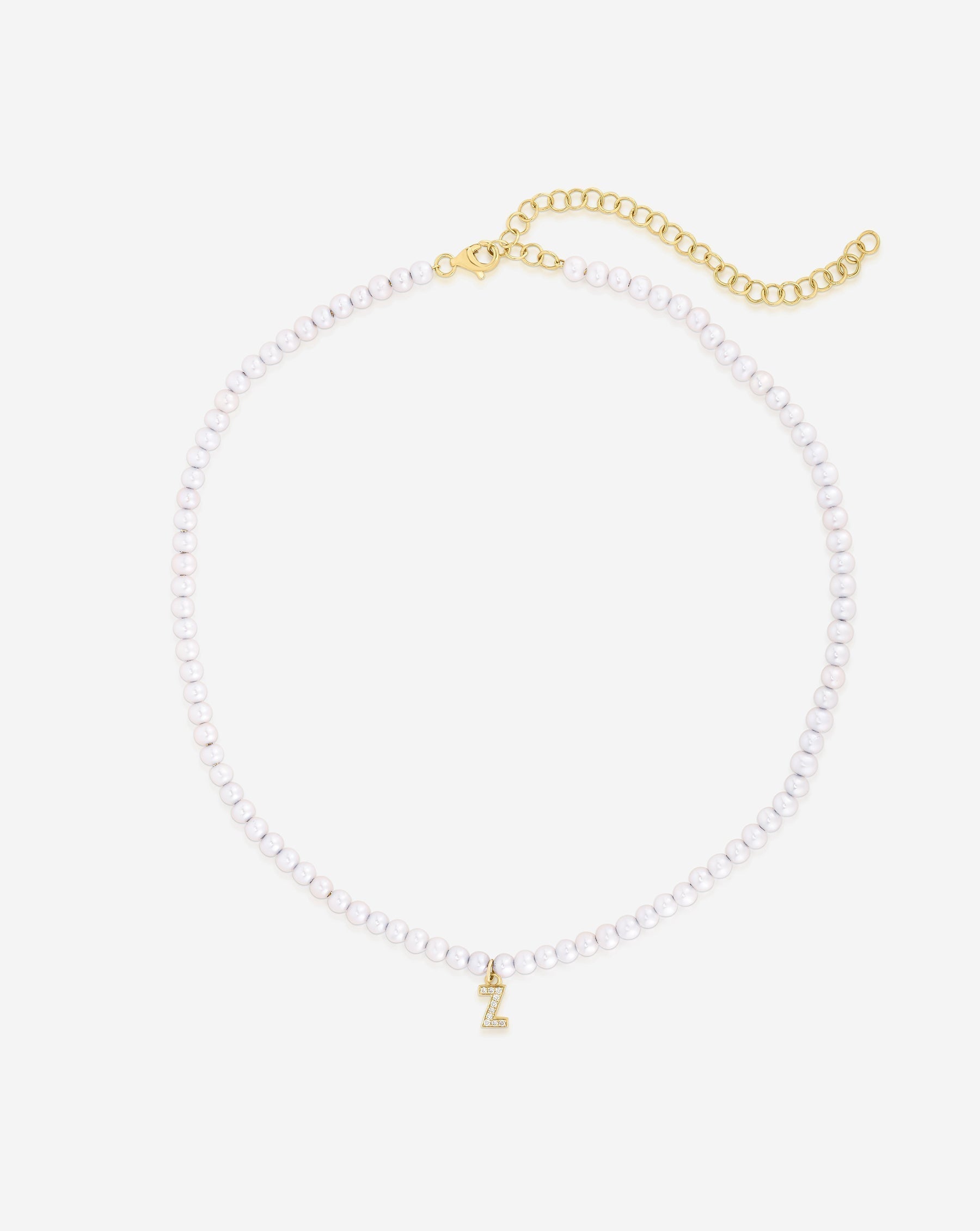 Ring Concierge Necklaces Pearl + Pavé Initial Choker in 14K Yellow Gold with Initial "Z"