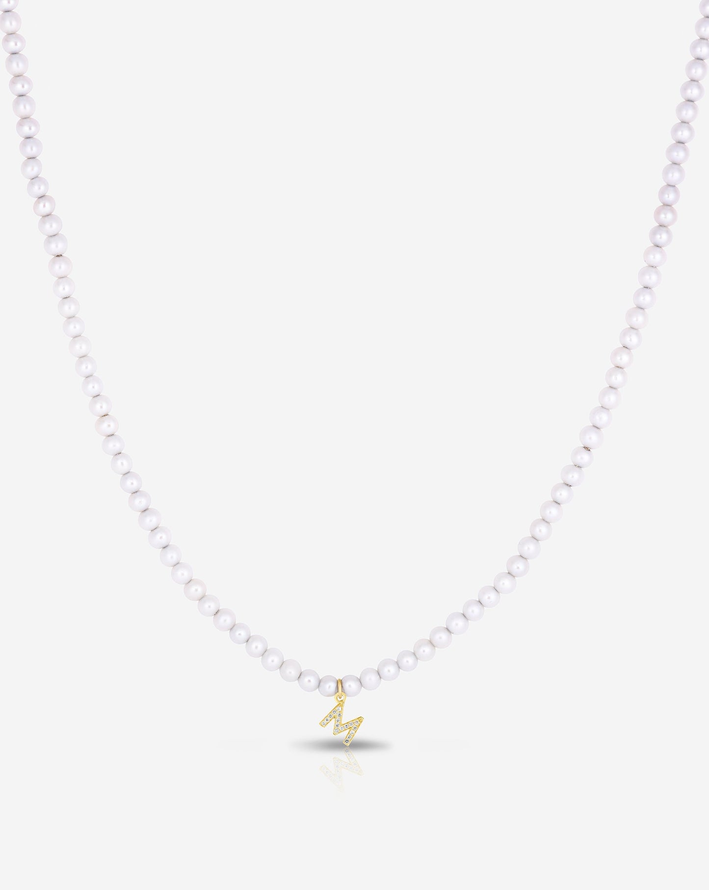 Ring Concierge Necklaces Pearl + Pavé Initial Choker in 14K Yellow Gold with Initial "M"