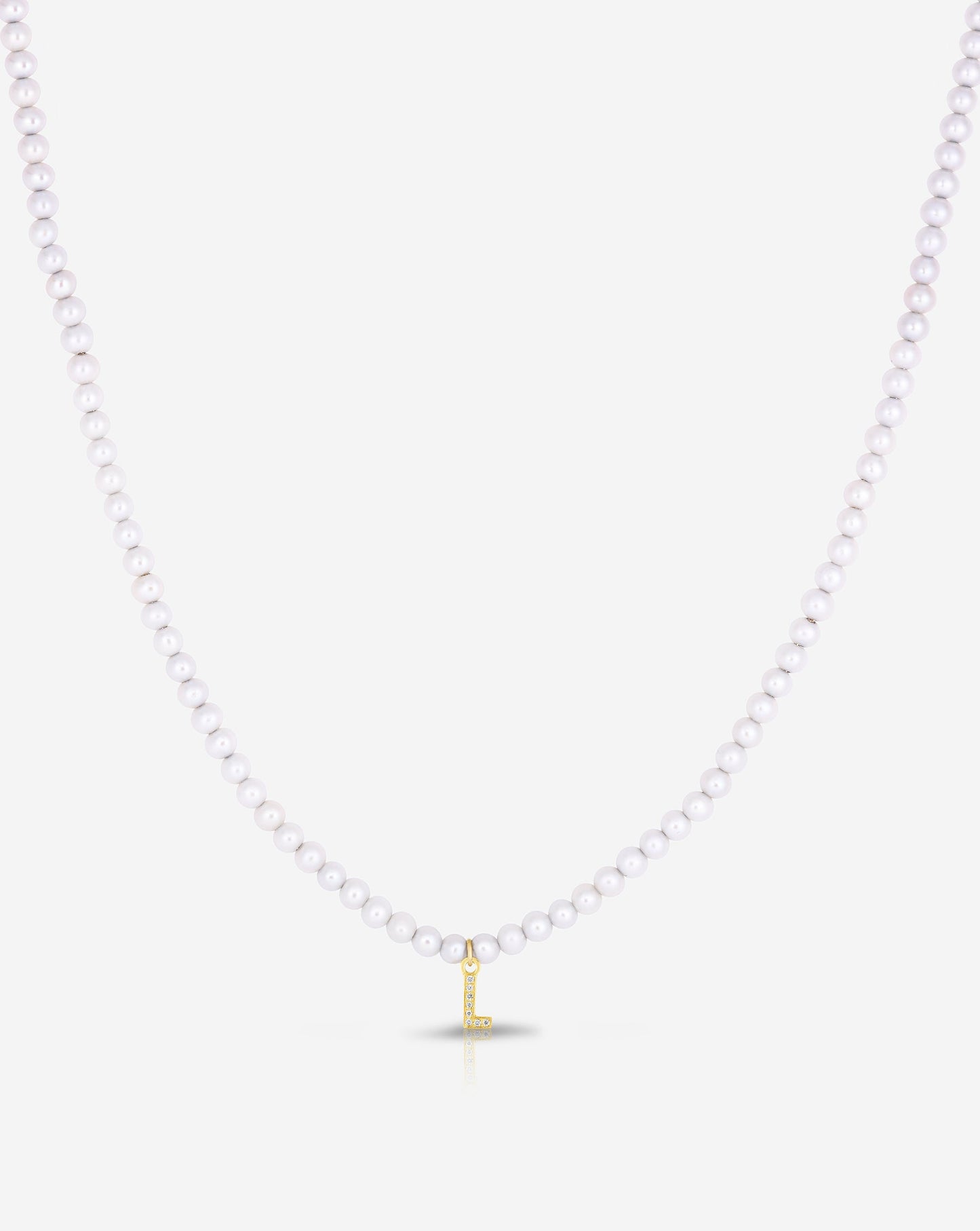 Ring Concierge Necklaces Pearl + Pavé Initial Choker in 14K Yellow Gold with Initial "L"