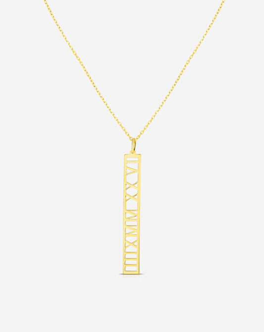 Ring Concierge Necklaces Personalized Roman Numeral Necklace - ZOOMED IN