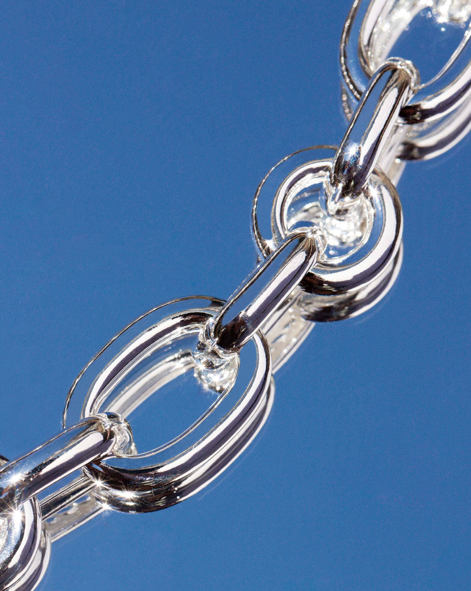 Ring Concierge Necklaces Statement Sterling - Oval Link Chain Necklace - zoomed in on link details