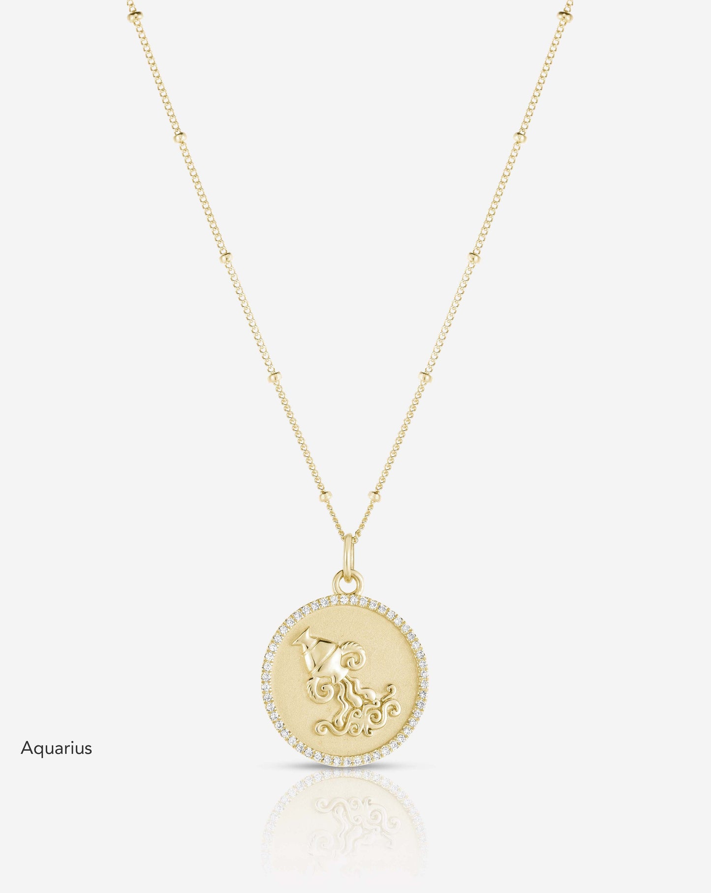 Ring Concierge Necklaces Zodiac Medallion Necklace Aquarius