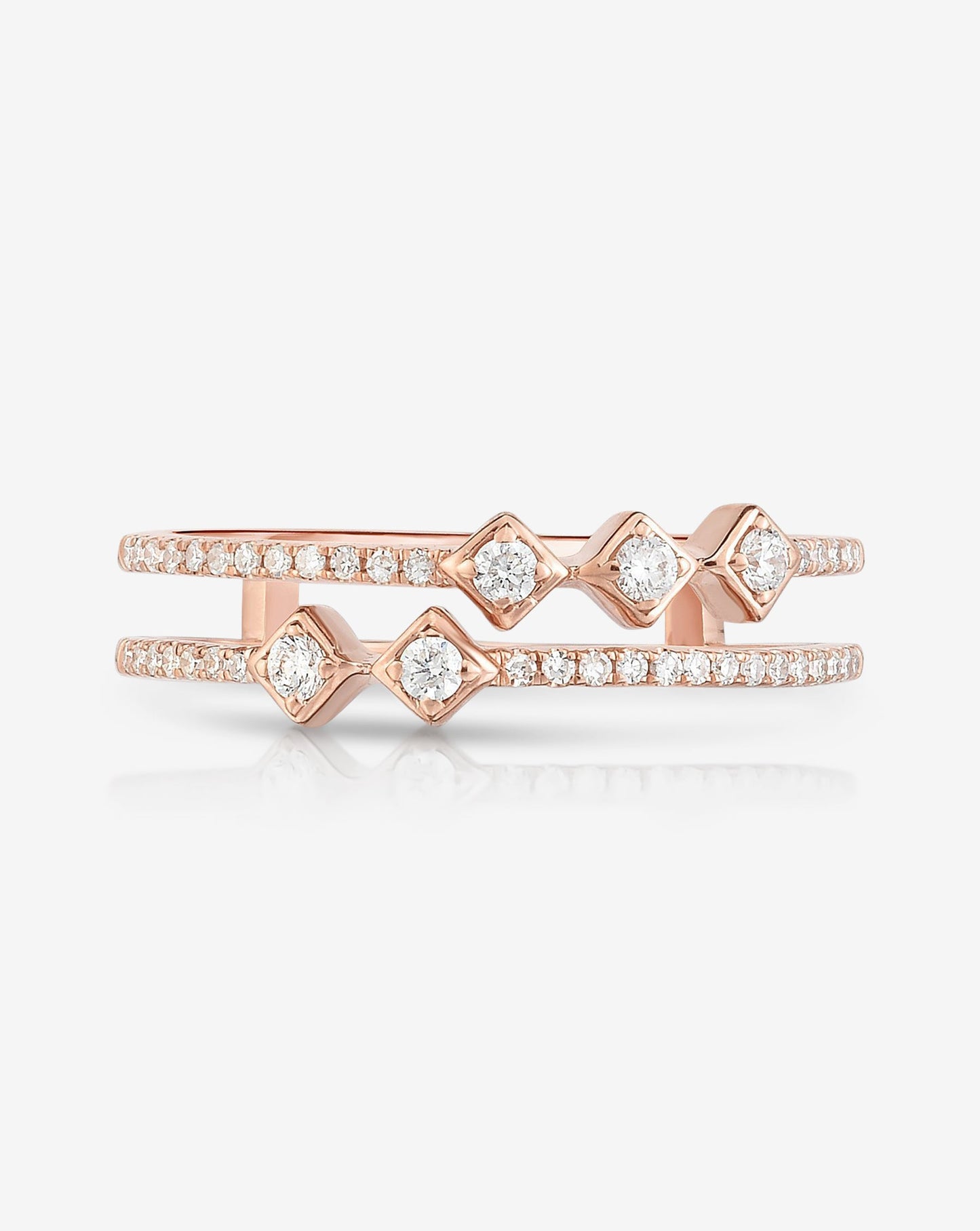 Ring Concierge Rings Asymmetrical Stacked Diamond Ring - 14k rose gold, front image