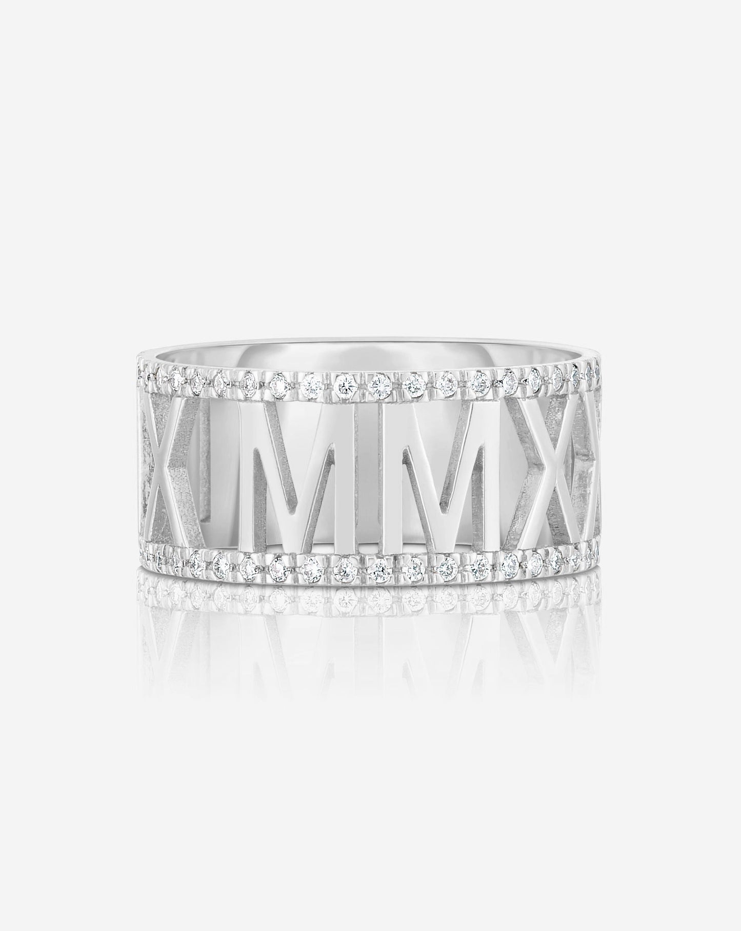Ring Concierge Rings 14k White Gold / 5 Diamond Roman Numeral Personalized Ring