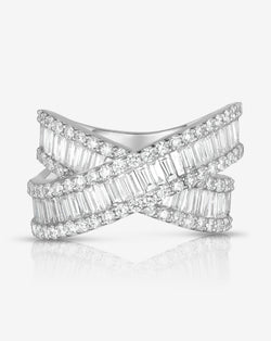 Ring Concierge Rings 14k White Gold / 6 Baguette Crossover Ring