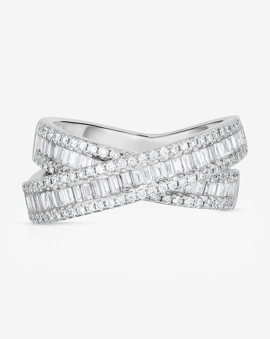 Ring Concierge Rings 14k White Gold Petite Baguette Crossover Ring