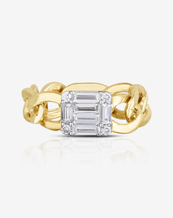 Ring Concierge Rings 14k Yellow Gold / 4 Emerald Illusion Curb Chain Ring