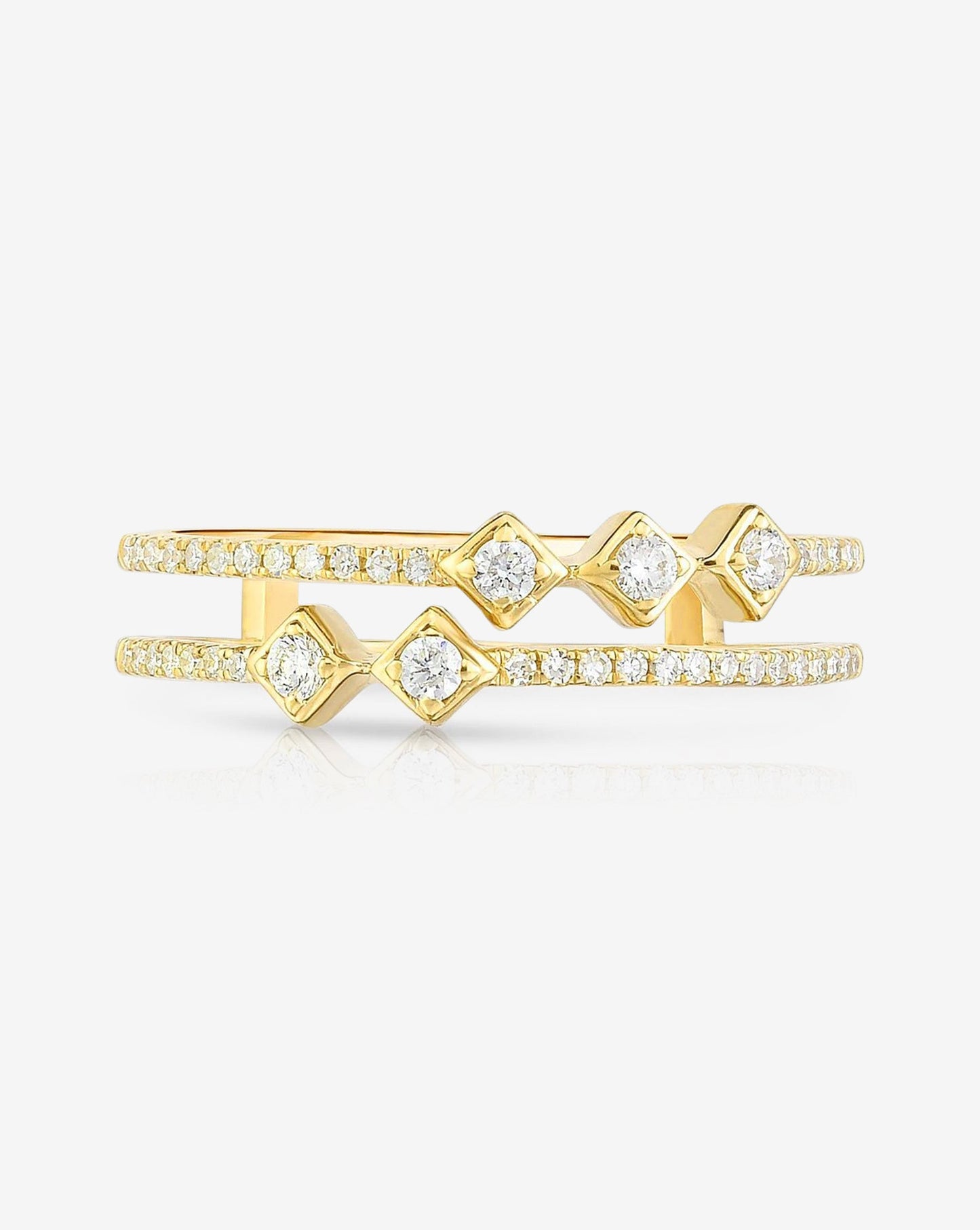 Ring Concierge 14k Yellow Gold / 5 Asymmetrical Stacked Diamond Ring - Flat Image
