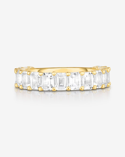 Ring Concierge Rings 14k Yellow Gold / Eternity / 4.5 Petite Emerald Cut White Topaz Ring