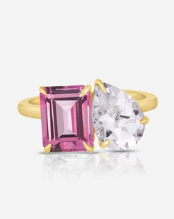 Ring Concierge Rings 14k Yellow Gold / Magenta/White Topaz / 6 Ready-to-Ship Toi et Moi Gemstone Ring