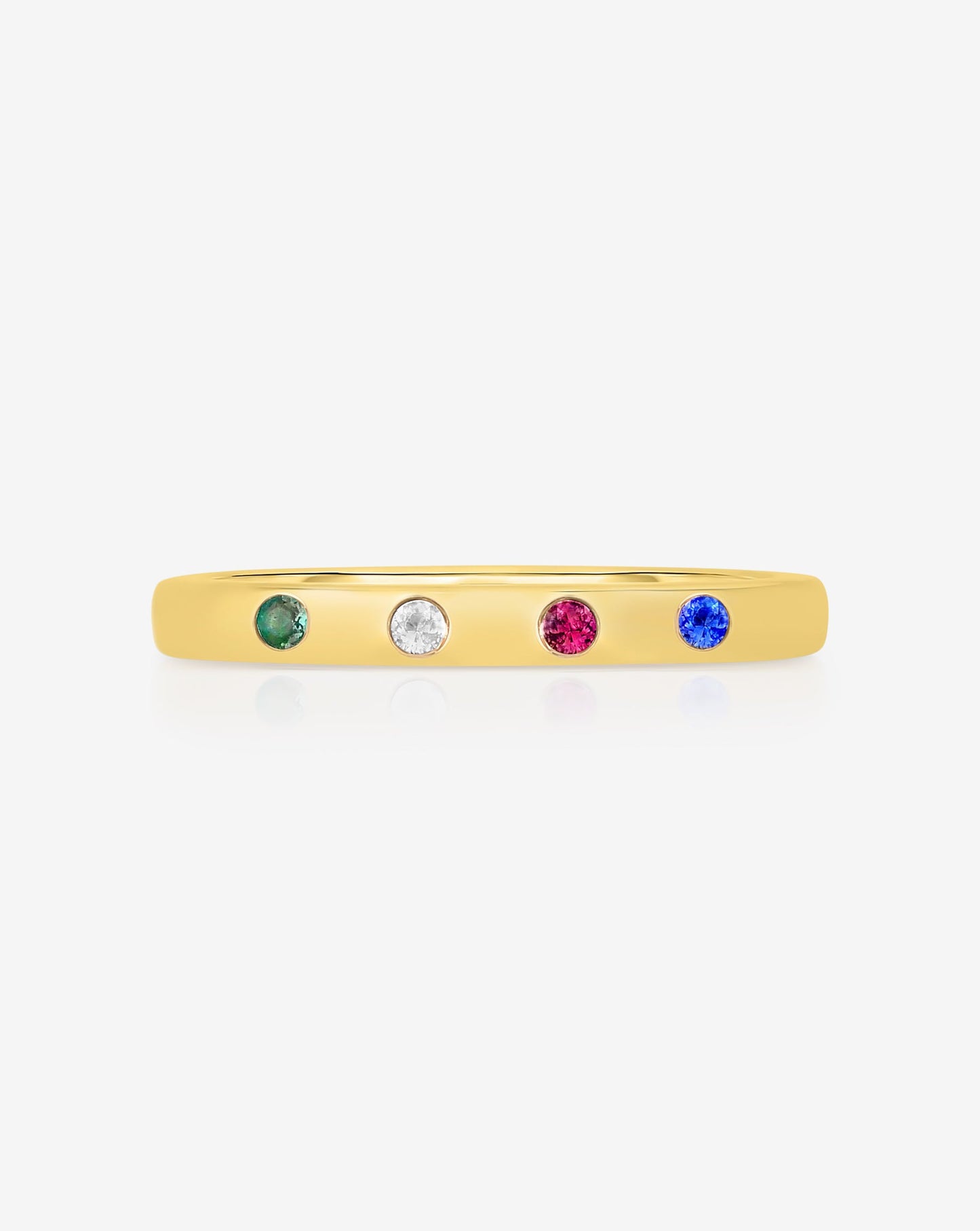 Inlay Birthstone Ring - 14k Yellow Gold
