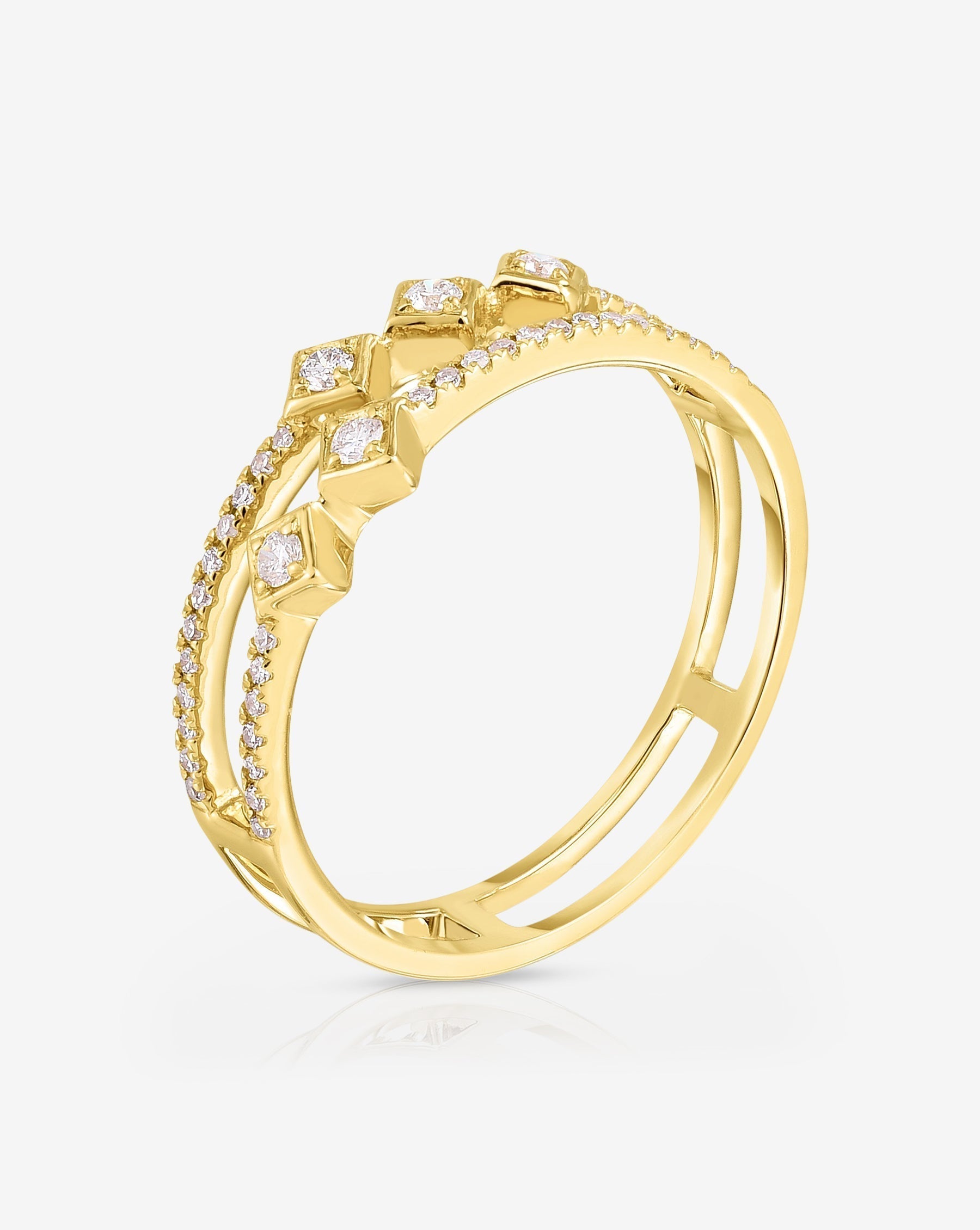 Ring Concierge Rings Asymmetrical Stacked Diamond Ring - 14k yellow gold, side image