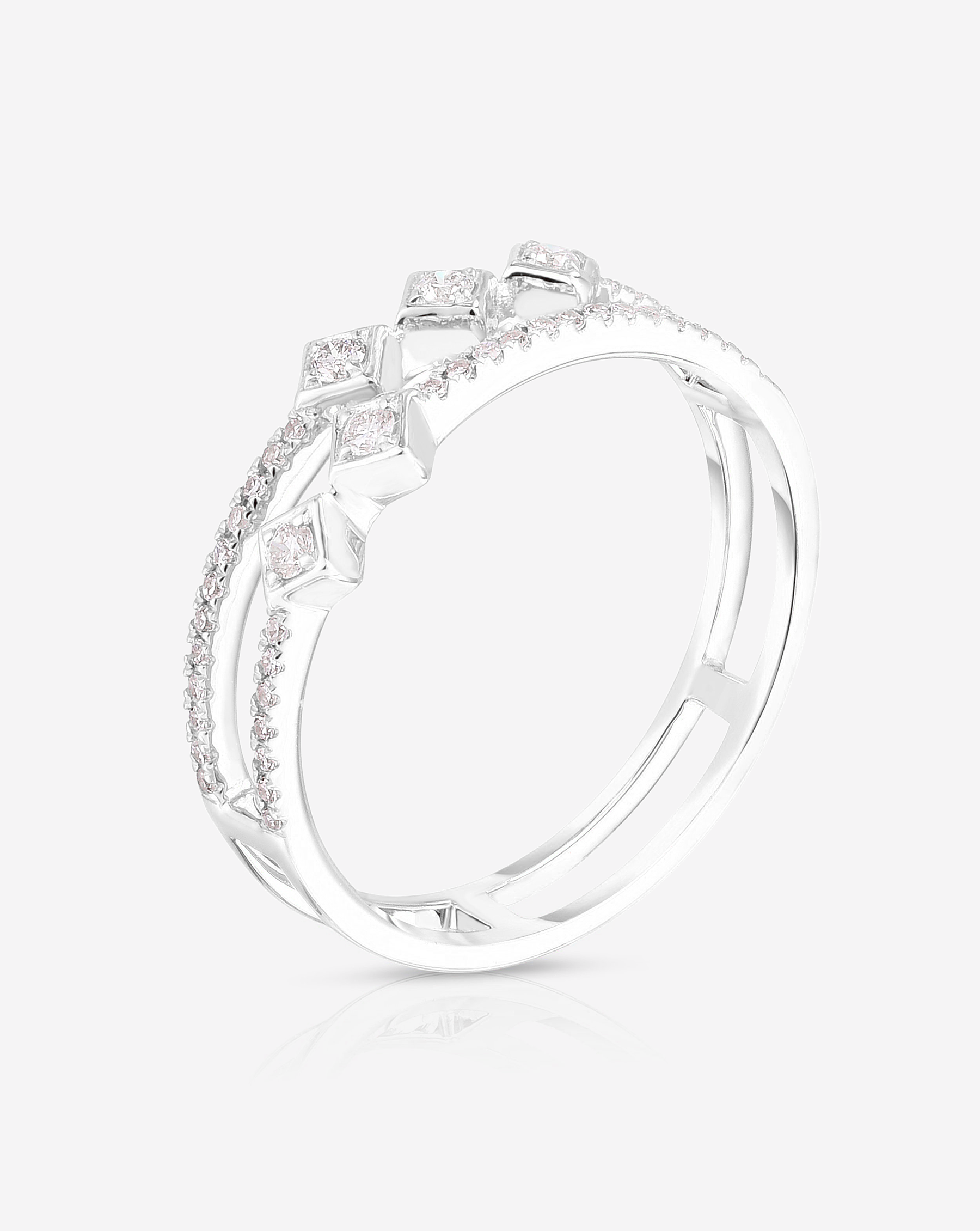 Ring Concierge Rings Asymmetrical Stacked Diamond Ring - 14k white gold, side image