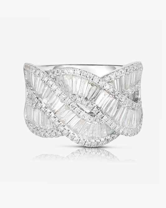 Ring Concierge Rings Baguette Lace Ring 14K White Gold - flat image