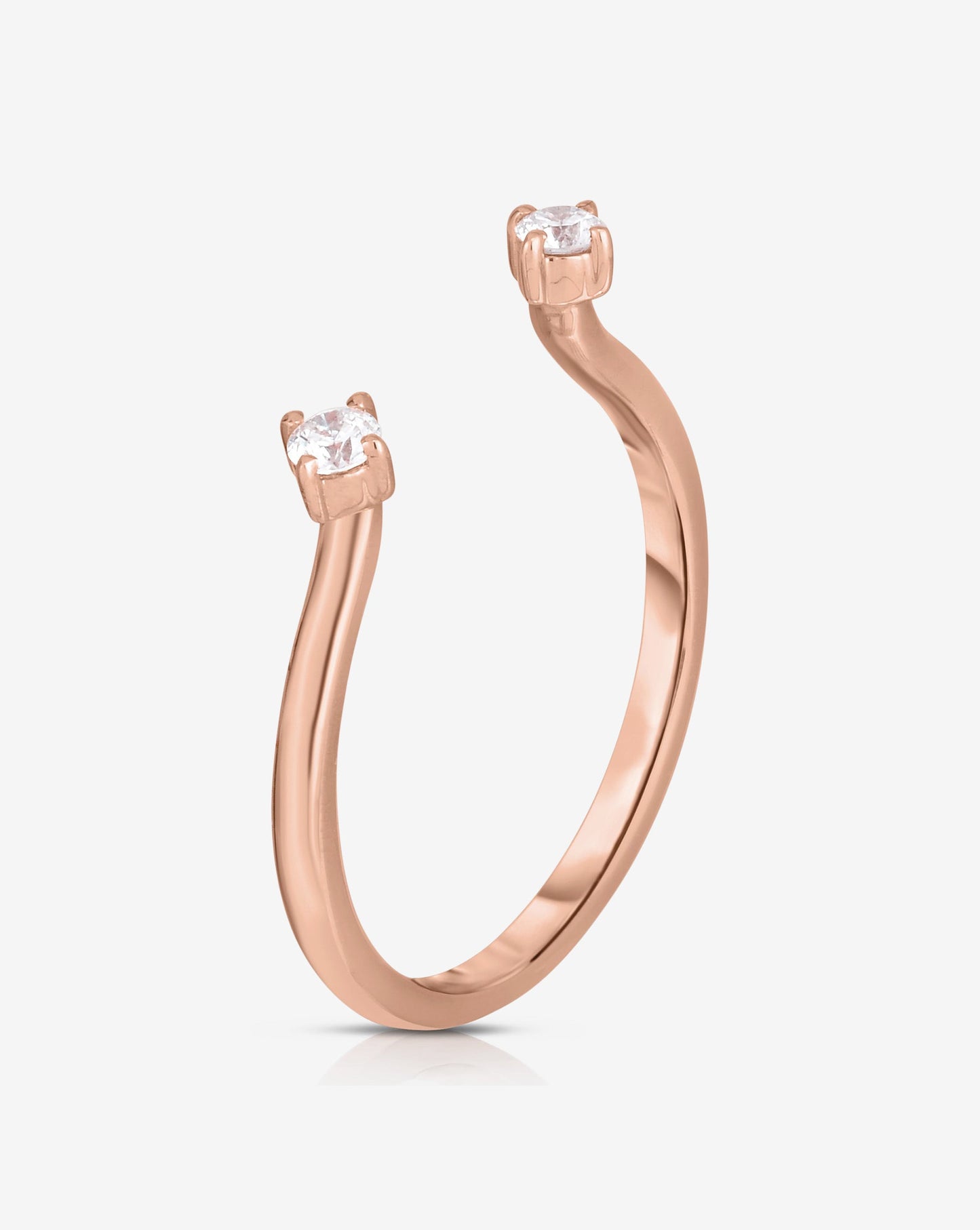 Ring Concierge 14k Rose Gold Diamond Duo Open Ring - side view