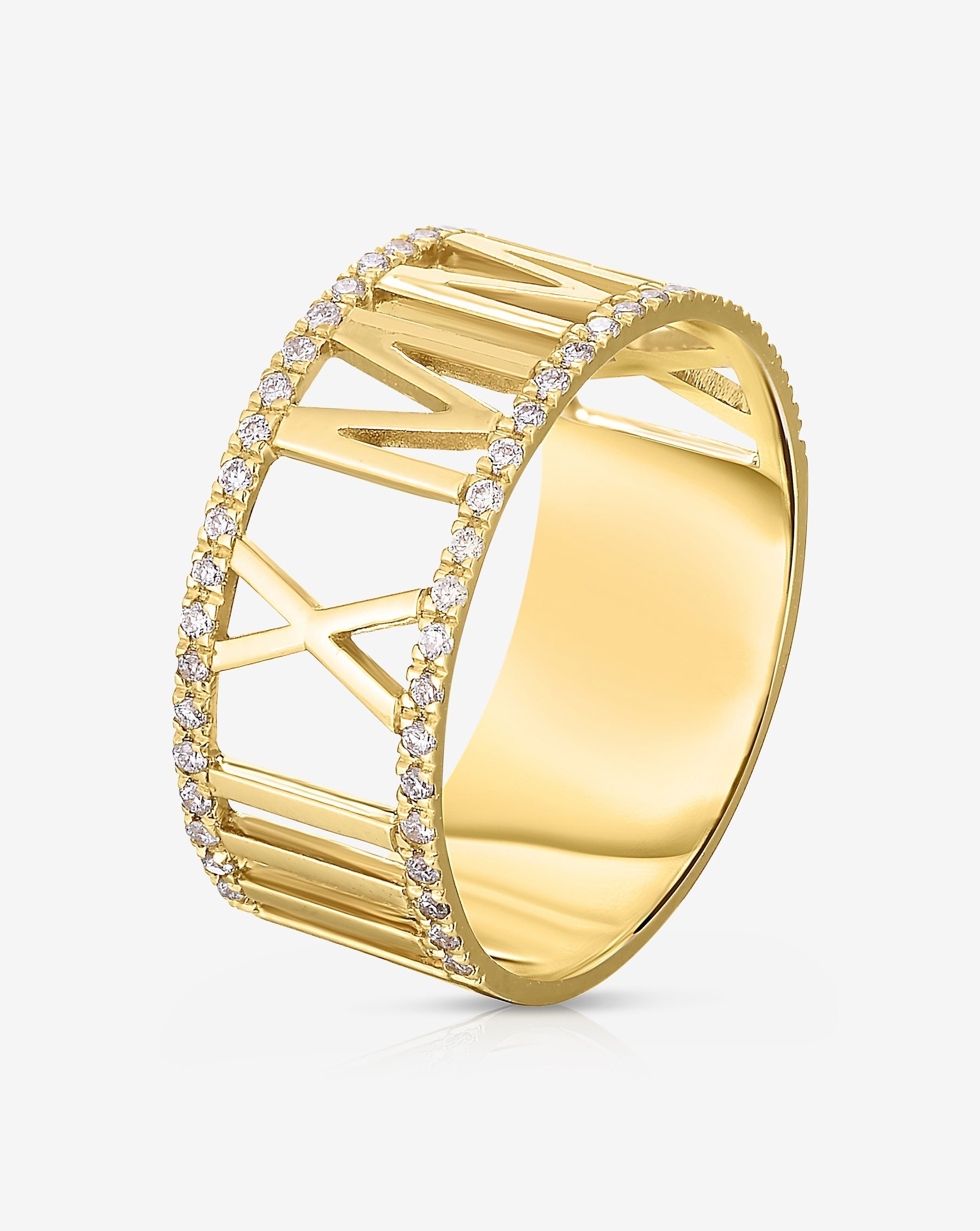 Ring Concierge Rings Diamond Roman Numeral Personalized Ring in 14K Yellow Gold