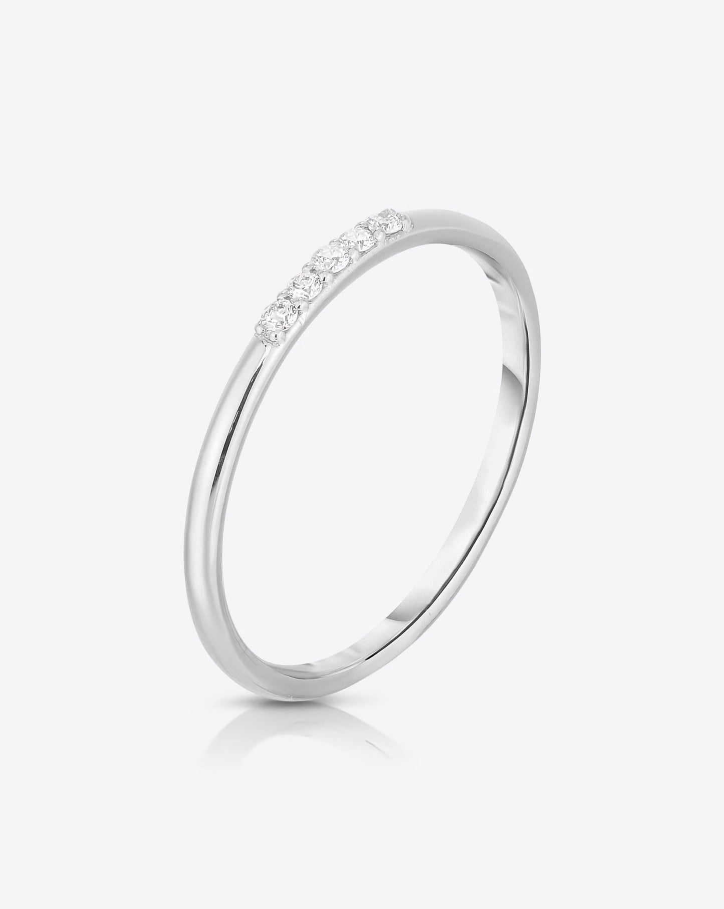 Ring Concierge Rings 14k White Gold / 5 Diamond Row Stackable Ring - side view