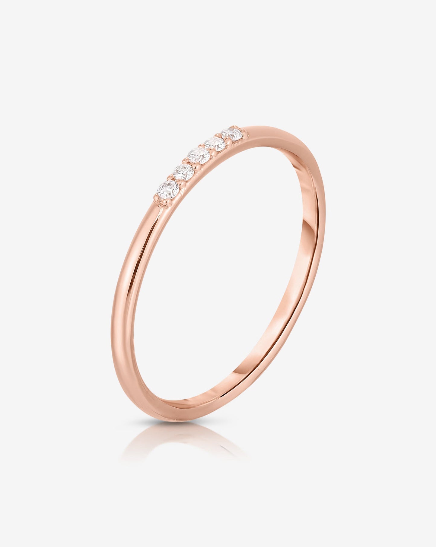 Ring Concierge Rings 14k Rose Gold / 5 Diamond Row Stackable Ring - side view