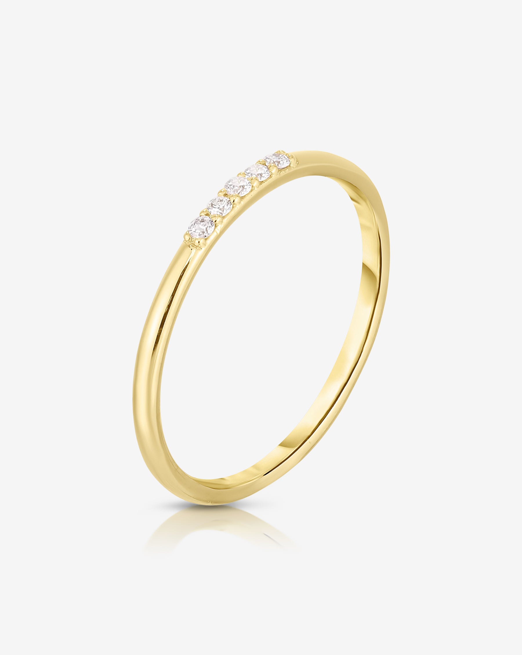 Ring Concierge Rings 14k Yellow Gold / 5 Diamond Row Stackable Ring - side angle