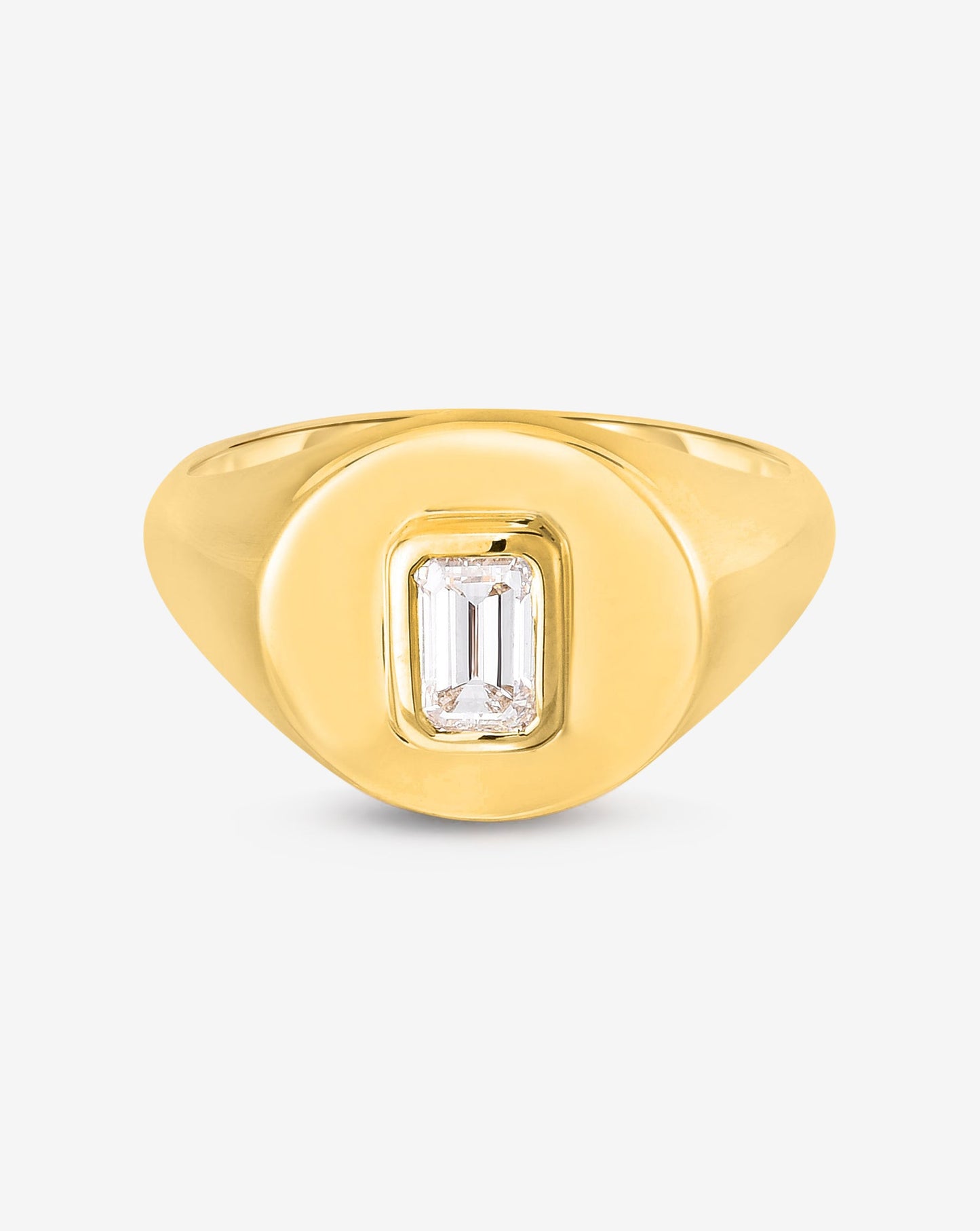 Ring Concierge Rings Emerald / 14k Yellow Gold Diamond Signet Pinky Ring - flat image