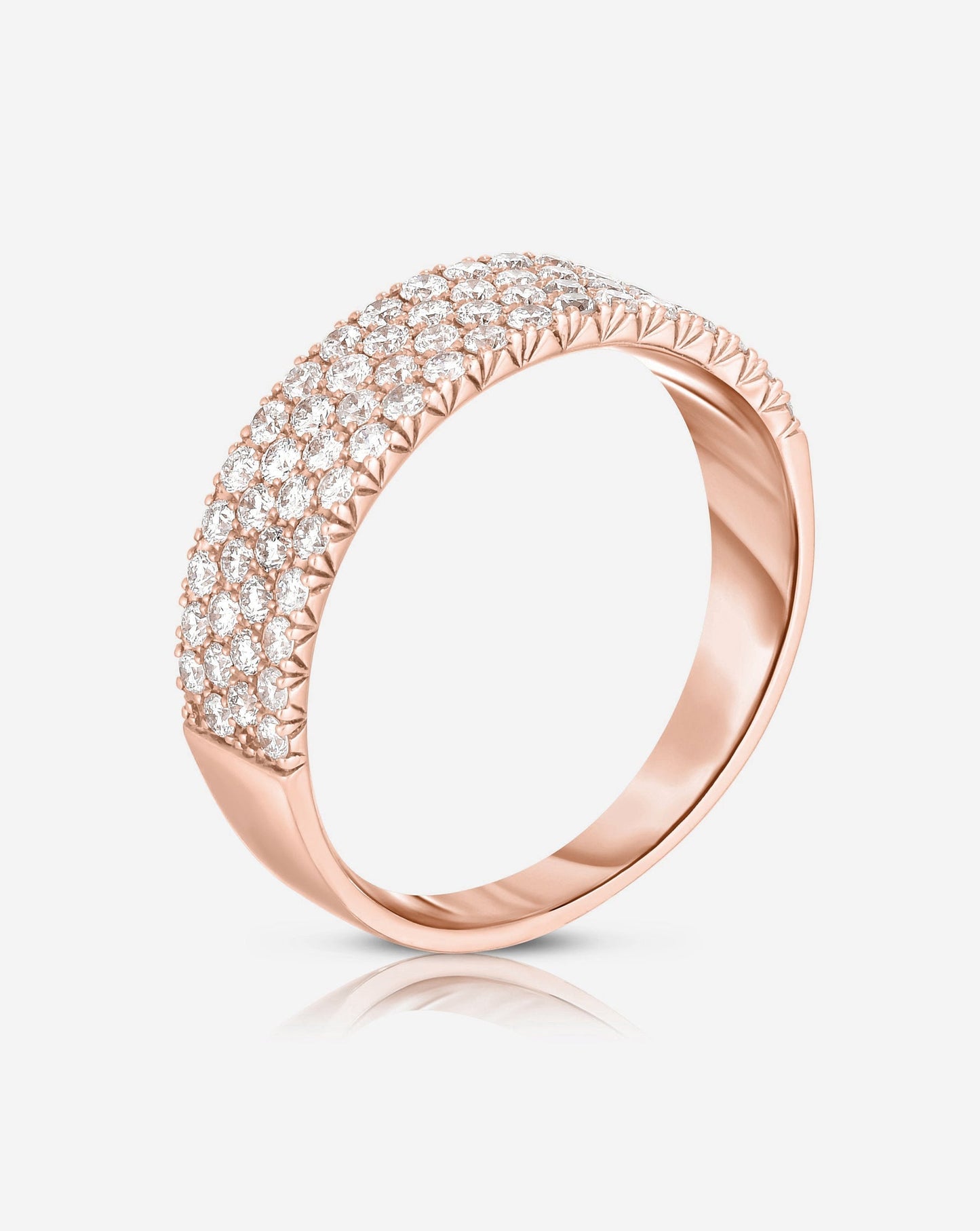 Ring Concierge Rings Four Row Stackable Pavé Ring 14k rose gold side view