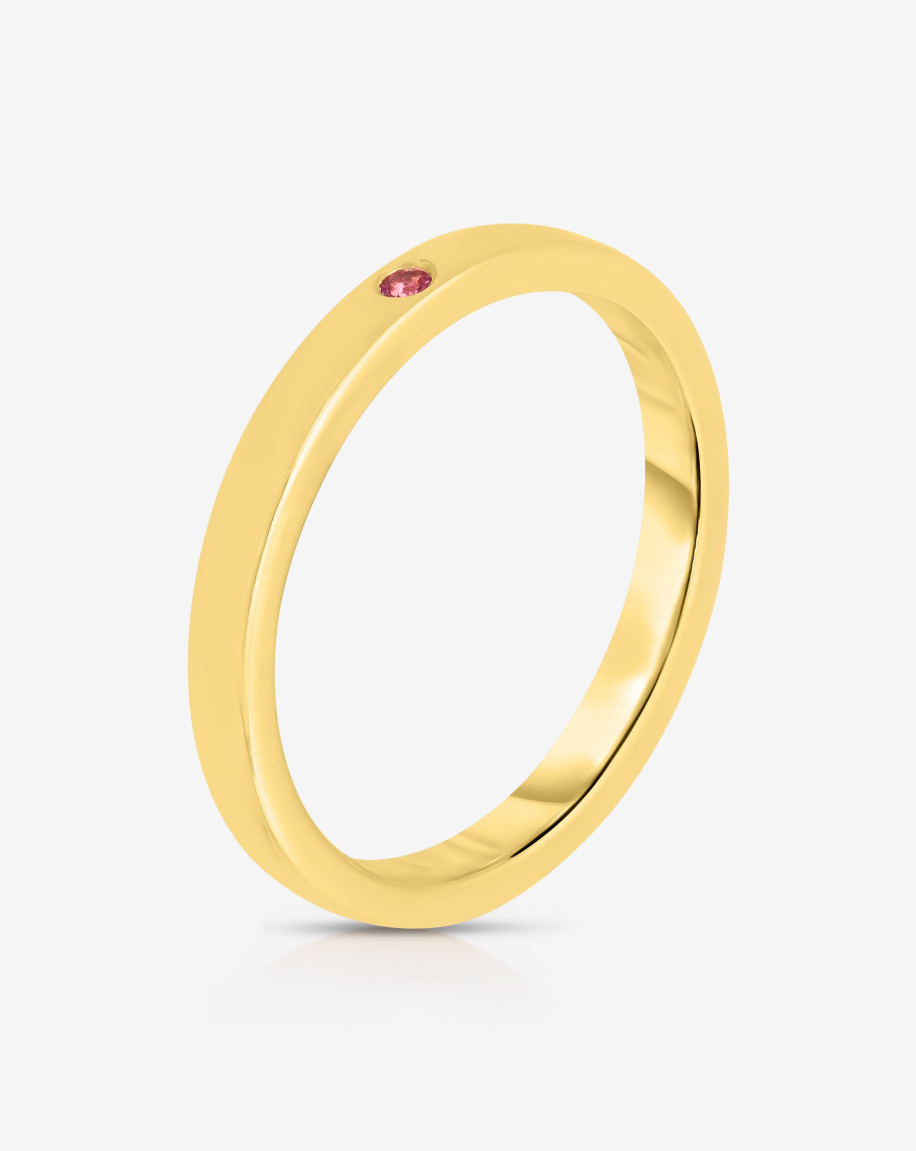 Inlay Birthstone Ring - 14k Yellow Gold
