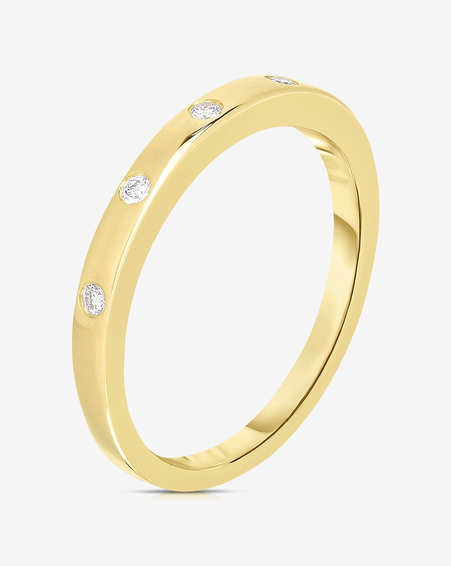 Inlay Diamond Ring - 14k Yellow Gold