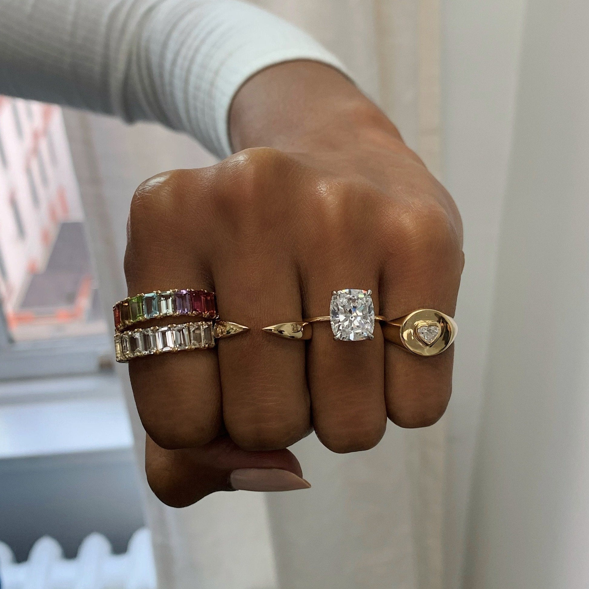 Ring Concierge Rings Pastel Emerald Cut Rainbow Gemstone Ring